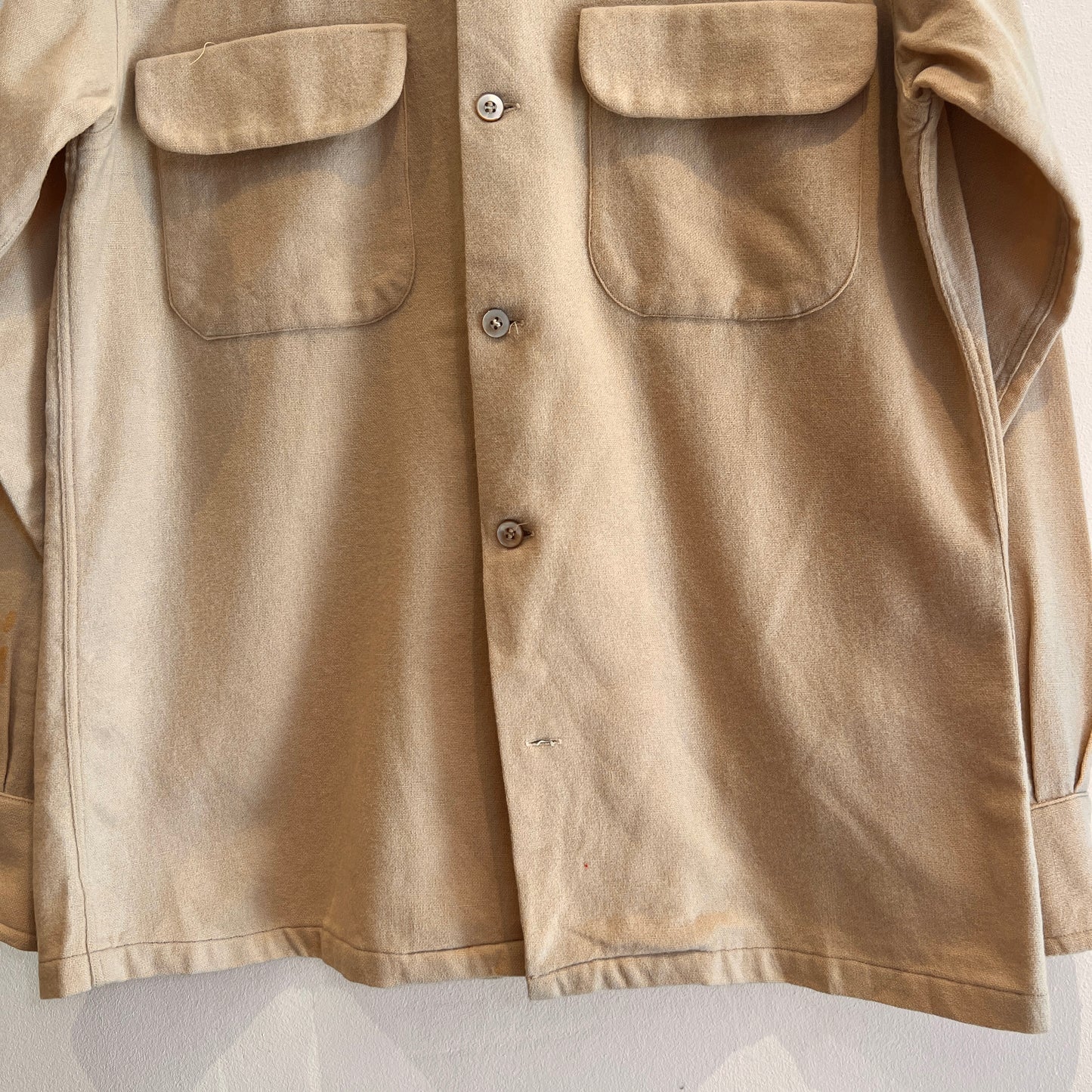 1950s Levi's De Luxe Plain Flannel Sand Beige Shirt