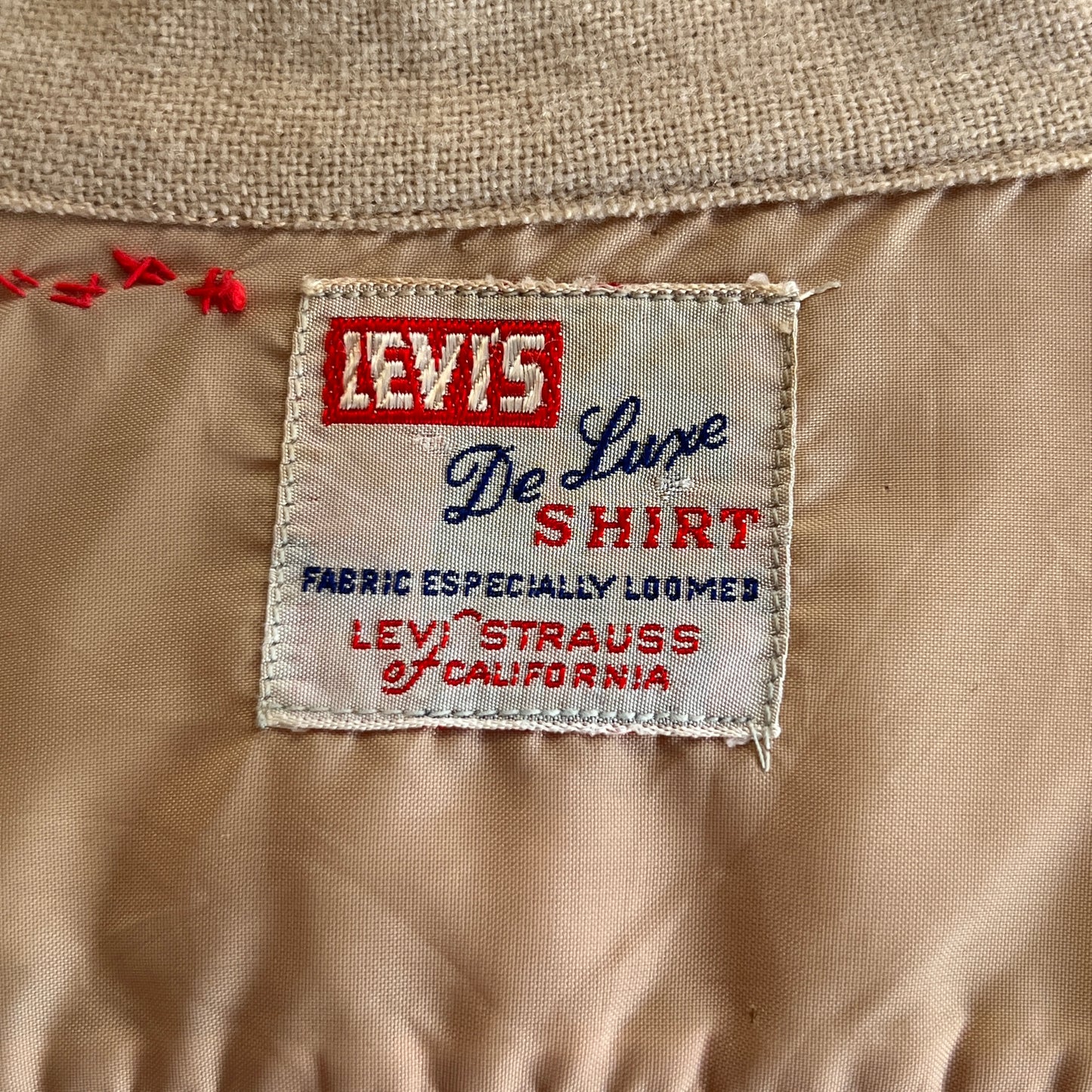 1950s Levi's De Luxe Plain Flannel Sand Beige Shirt