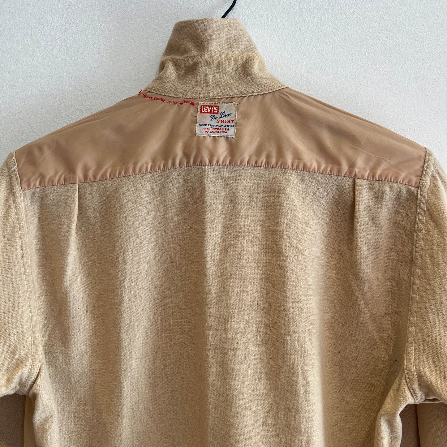 1950s Levi's De Luxe Plain Flannel Sand Beige Shirt