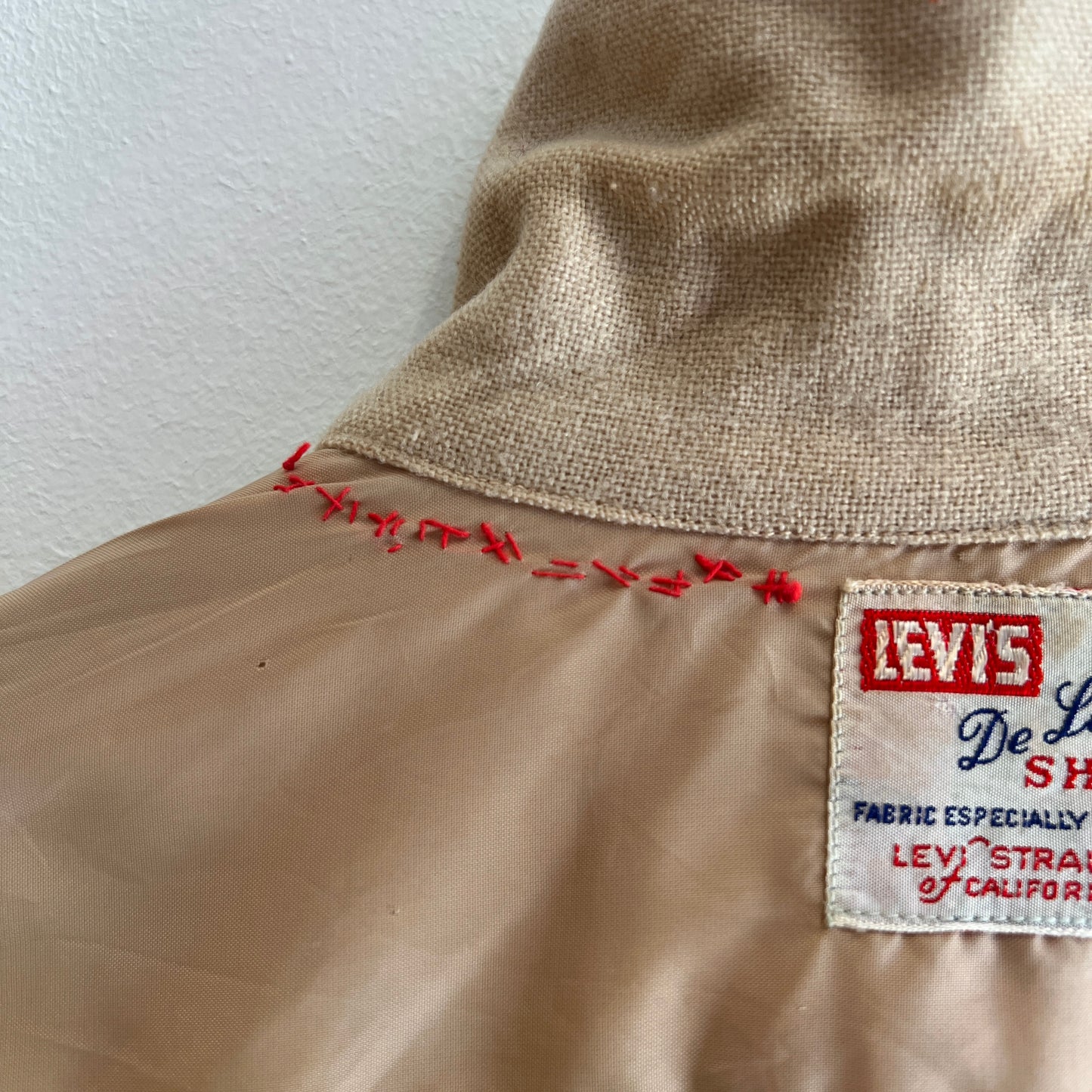 1950s Levi's De Luxe Plain Flannel Sand Beige Shirt