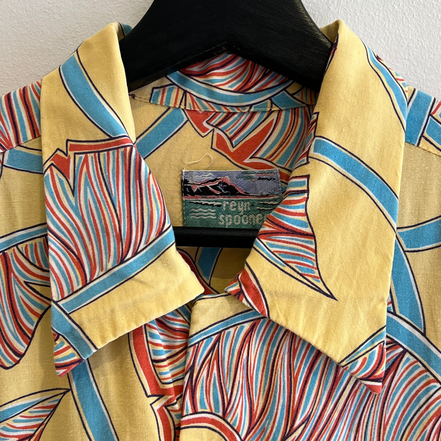 1980s Reyn Spooner Hawaiian Shirt with Tropical Surfer Surfing Print