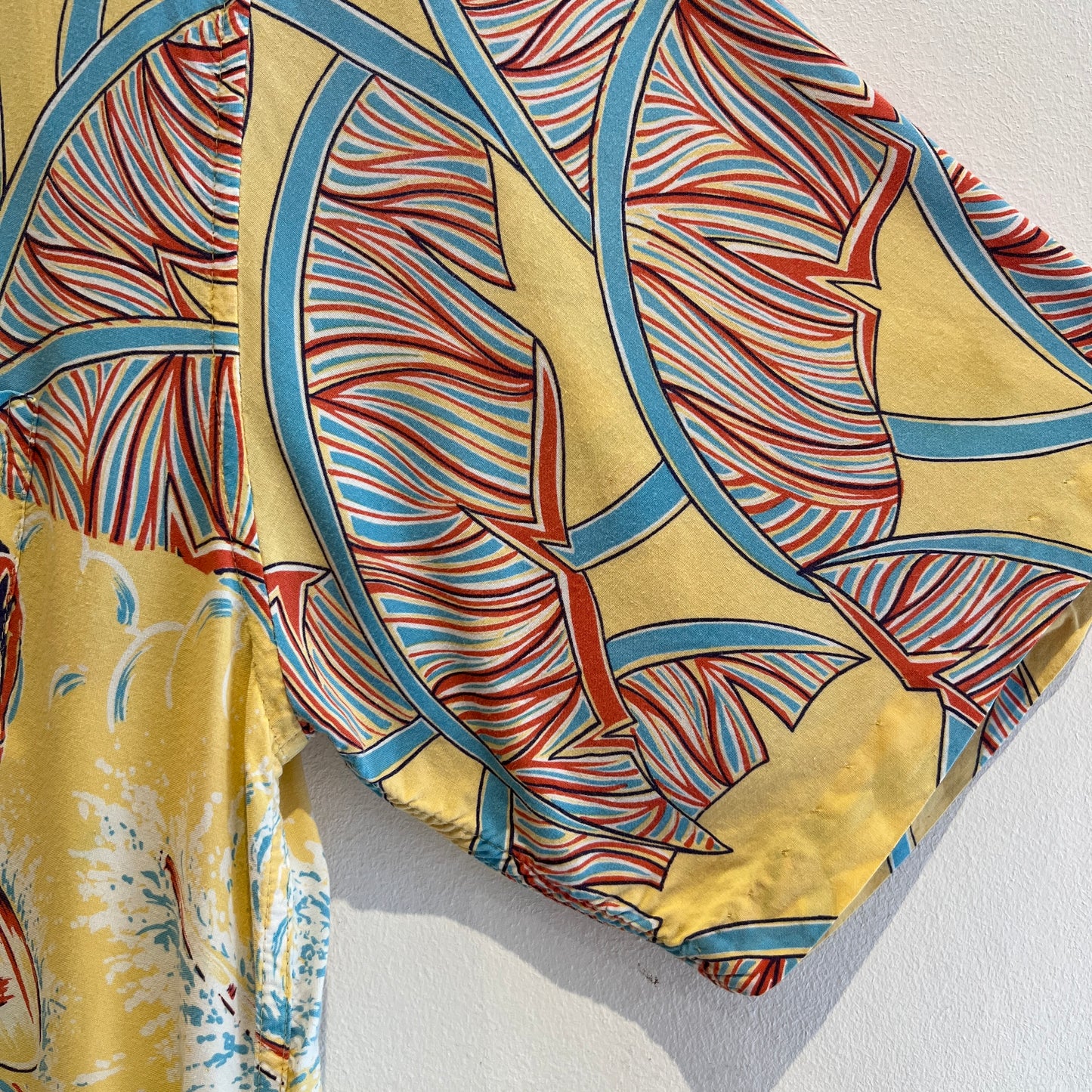 1980s Reyn Spooner Hawaiian Shirt with Tropical Surfer Surfing Print