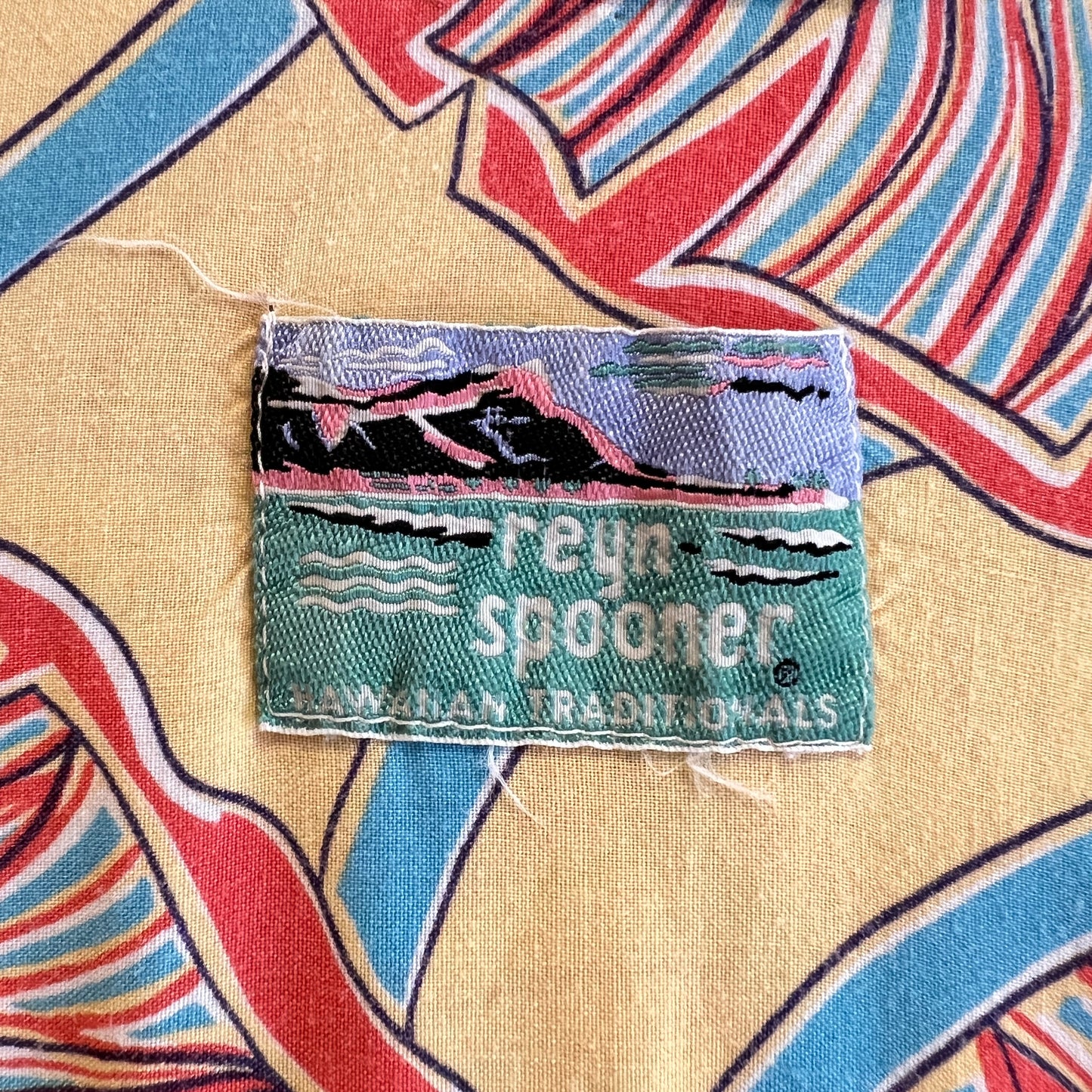 1980s Reyn Spooner Hawaiian Shirt with Tropical Surfer Surfing Print