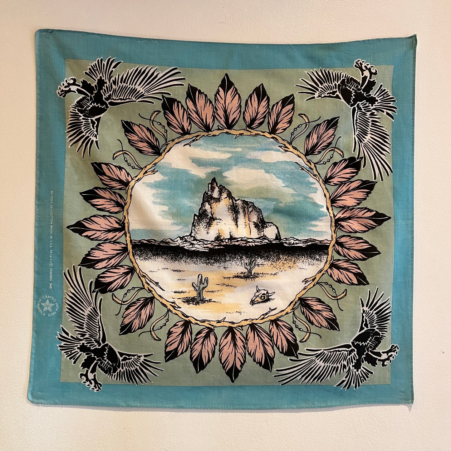 1984s ~ Early 1990s Multi Color Bandana with Native American Pattern Print