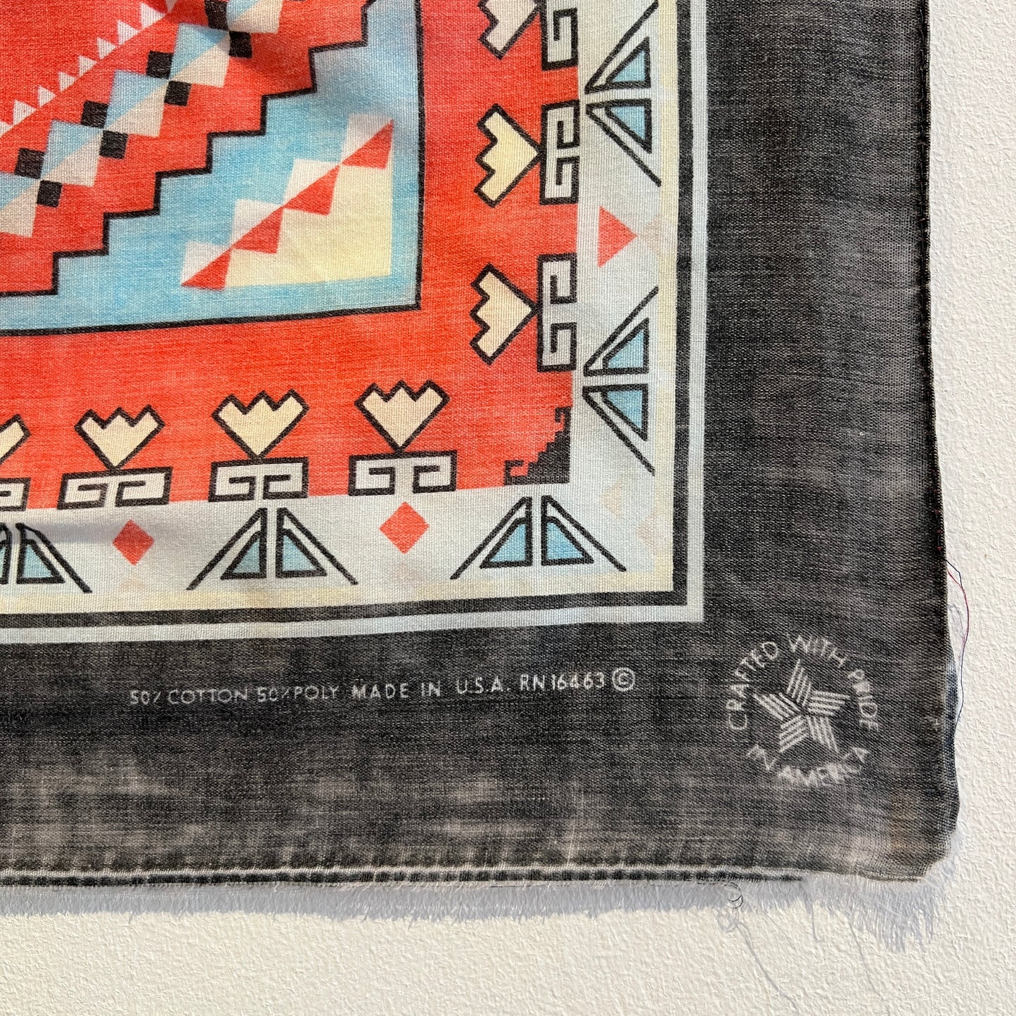 1984s ~ Early 1990s Faded Multi Color Bandana with Native American Pattern Print