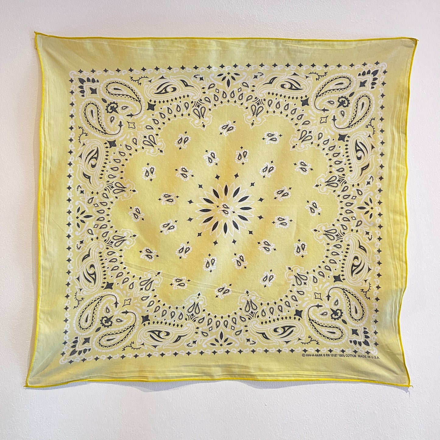 HAV-A-HANK Faded Yellow Color Bandana with Paisley Pattern Print
