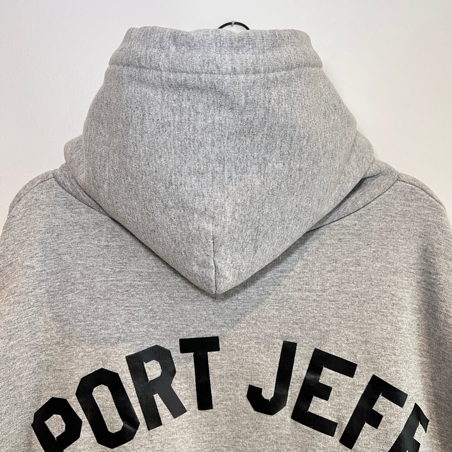 1990s Camber Medium Heather Grey Waffle Thermal Lined Hoodie Super Boxy Sweatshirt with Port Jeff Vrestling Print