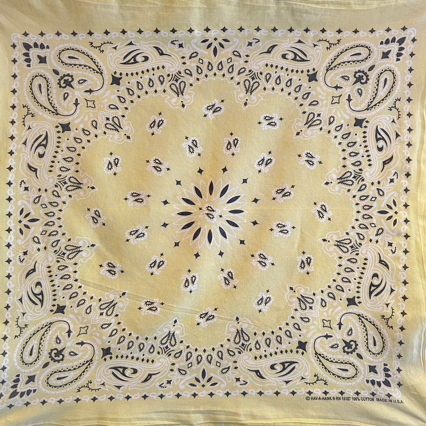 HAV-A-HANK Faded Yellow Color Bandana with Paisley Pattern Print