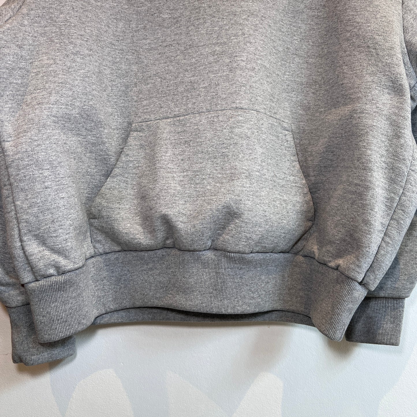 1990s Camber Medium Heather Grey Waffle Thermal Lined Hoodie Super Boxy Sweatshirt with Port Jeff Vrestling Print