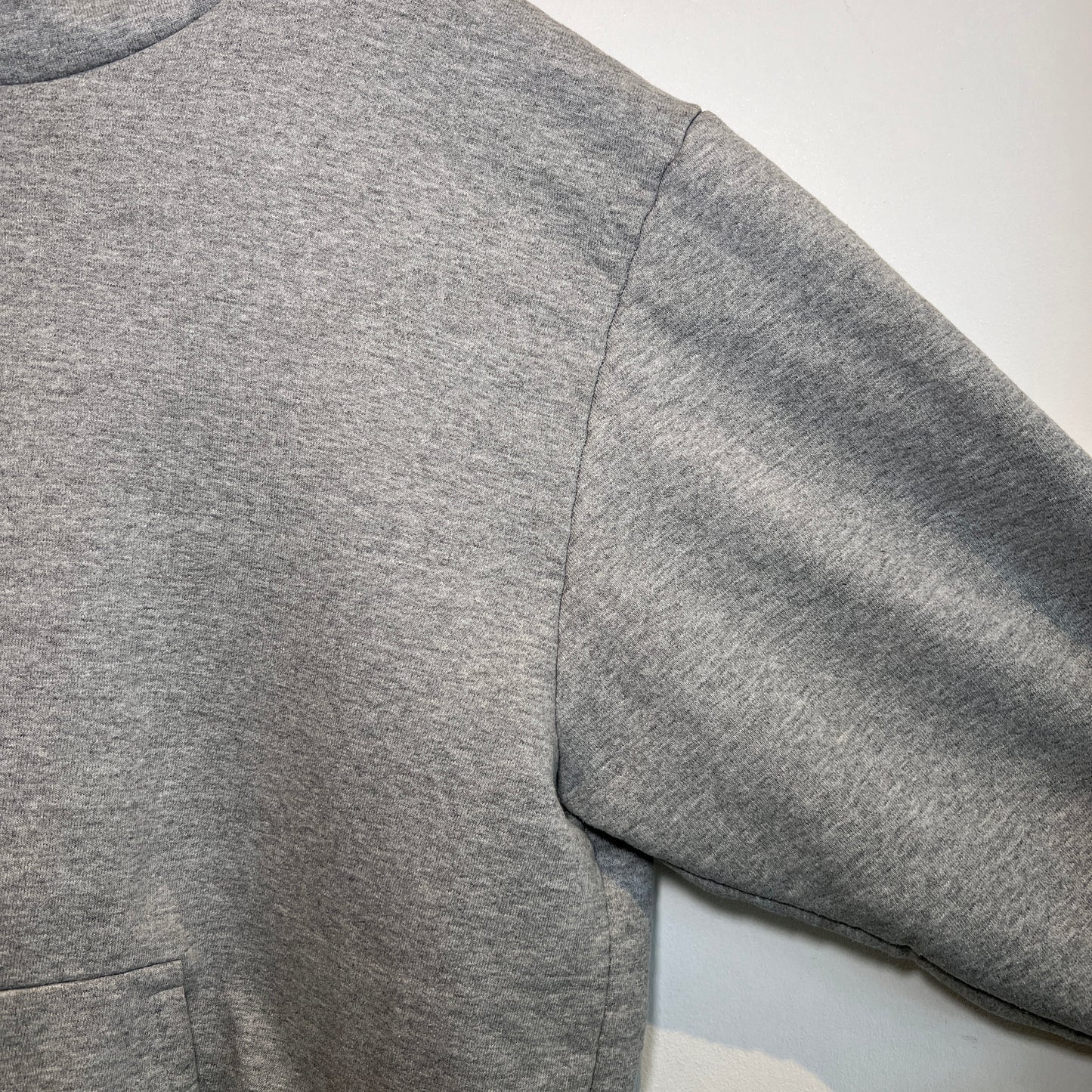 1990s Camber Medium Heather Grey Waffle Thermal Lined Hoodie Super Boxy Sweatshirt with Port Jeff Vrestling Print