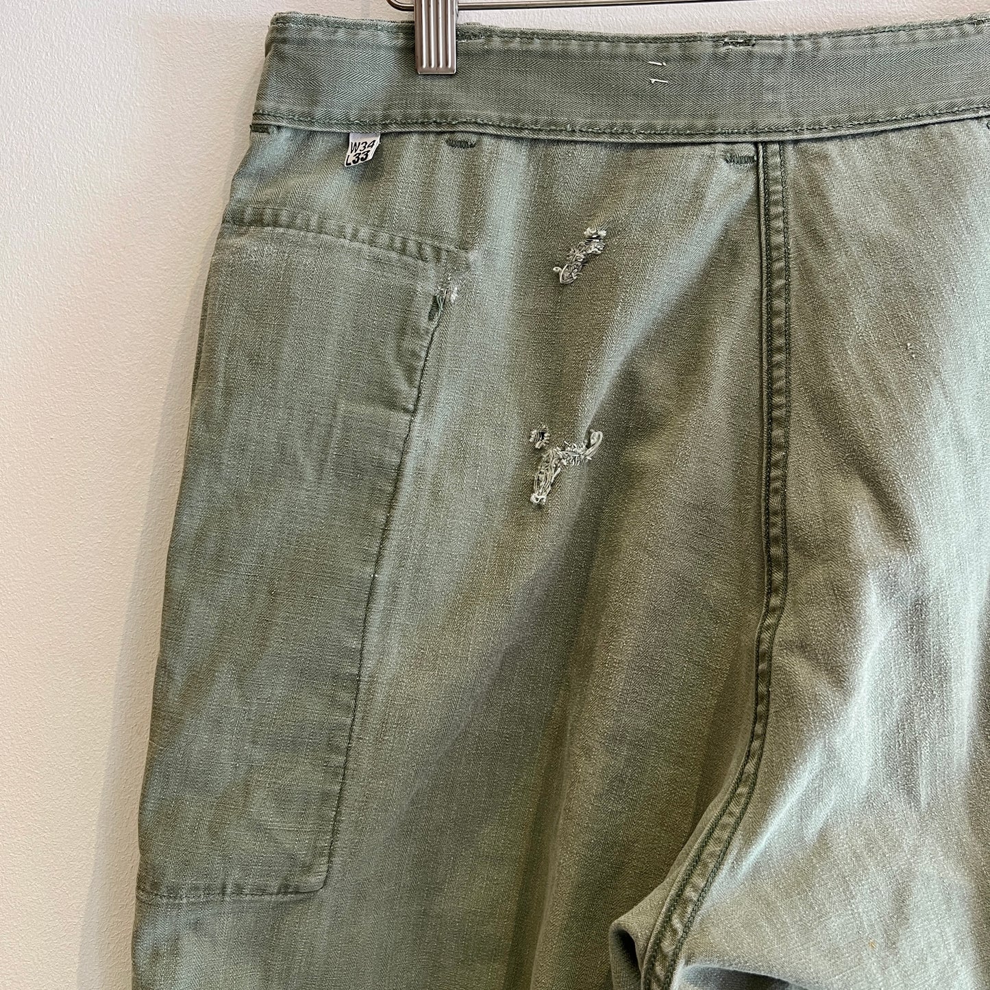 1940s WWII-era U.S. Military HBT Utility Trousers W33", L27"