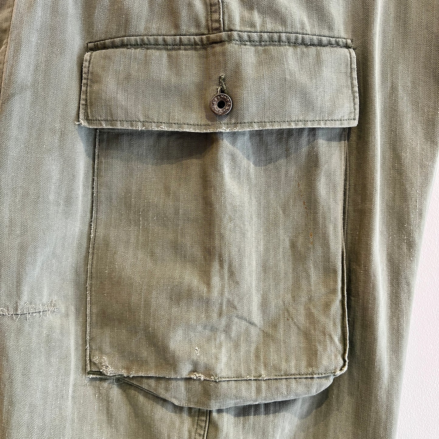 1940s WWII-era U.S. Military HBT Utility Trousers W33", L27"