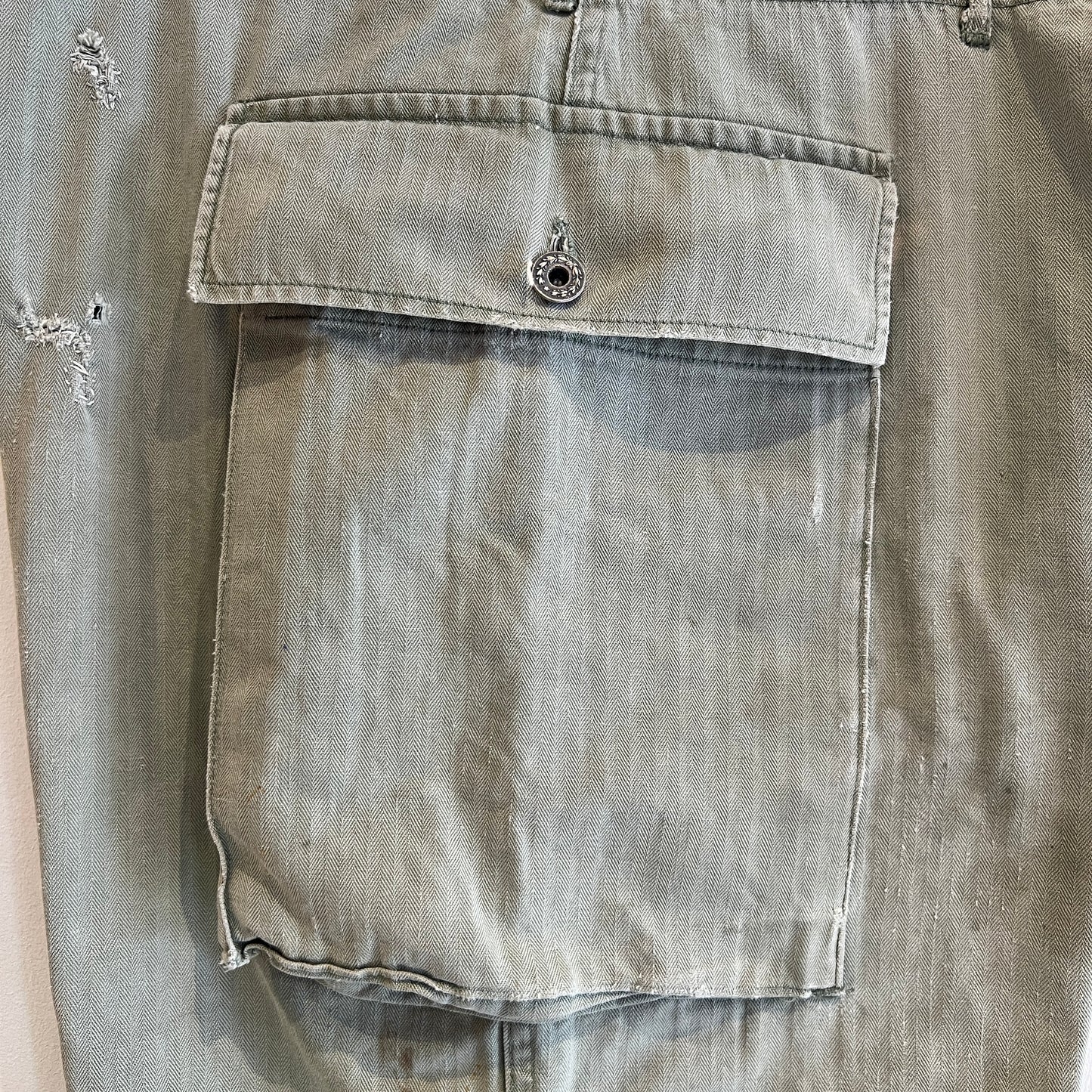 1940s WWII-era U.S. Military HBT Utility Trousers W33", L27"