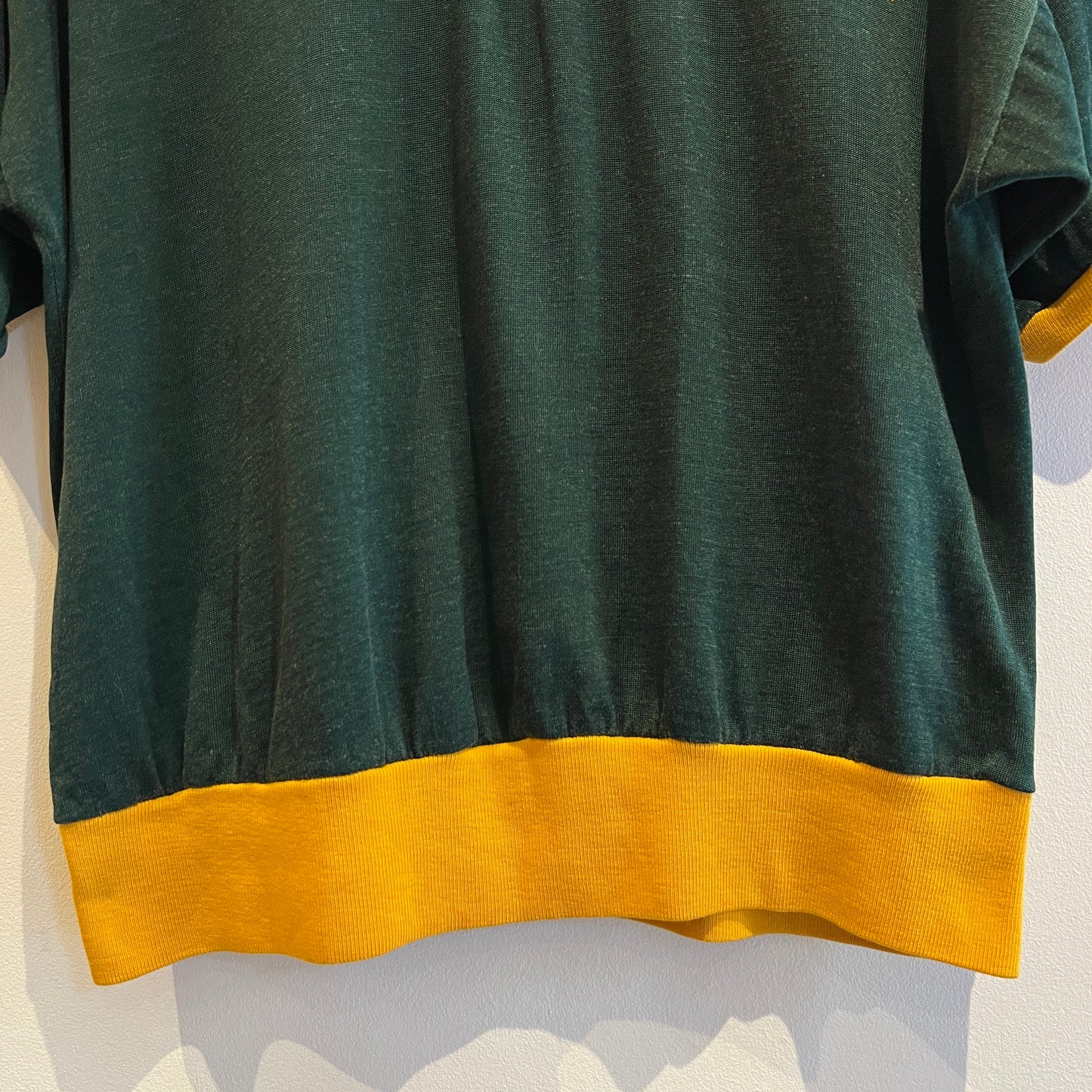 1967s ~ 1971s Champion Half-zip Green and Yellow T-Shirt with Colorado State University P.E.I. Print