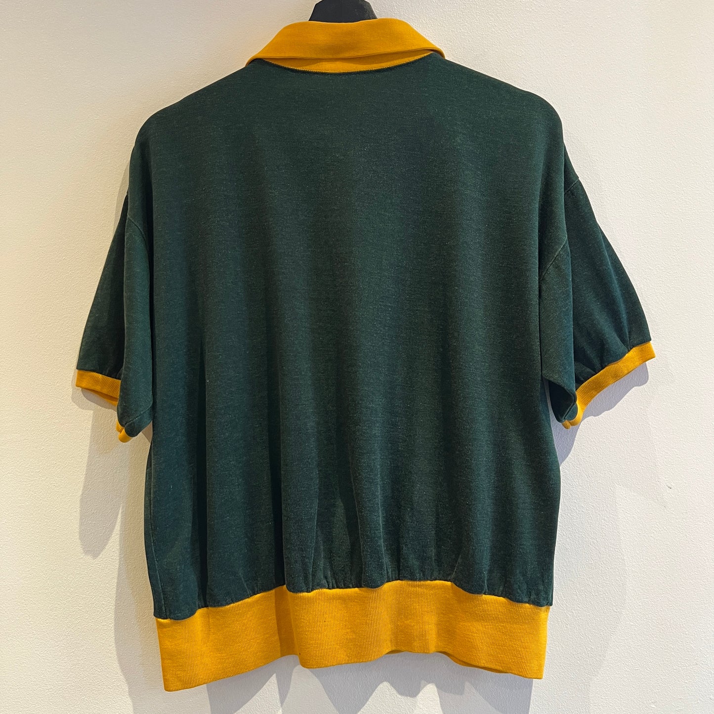 1967s ~ 1971s Champion Half-zip Green and Yellow T-Shirt with Colorado State University P.E.I. Print