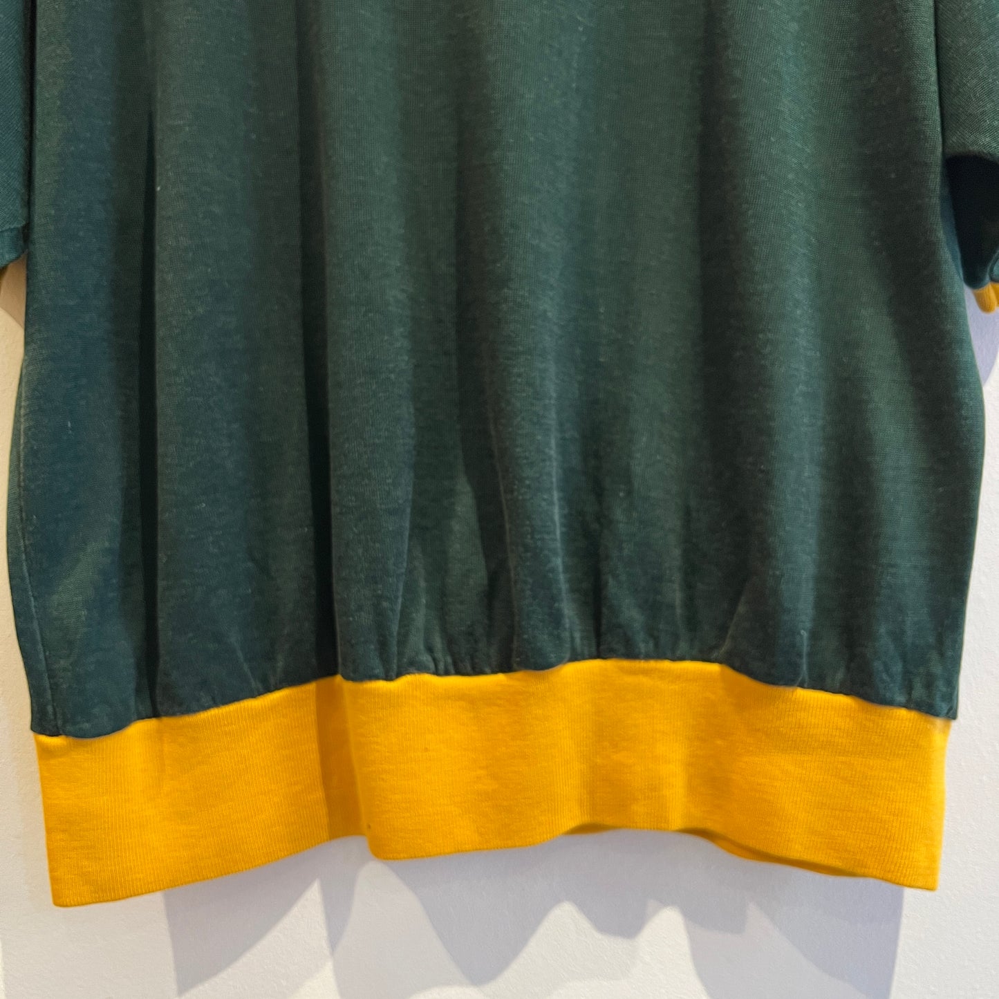 1967s ~ 1971s Champion Half-zip Green and Yellow T-Shirt with Colorado State University P.E.I. Print