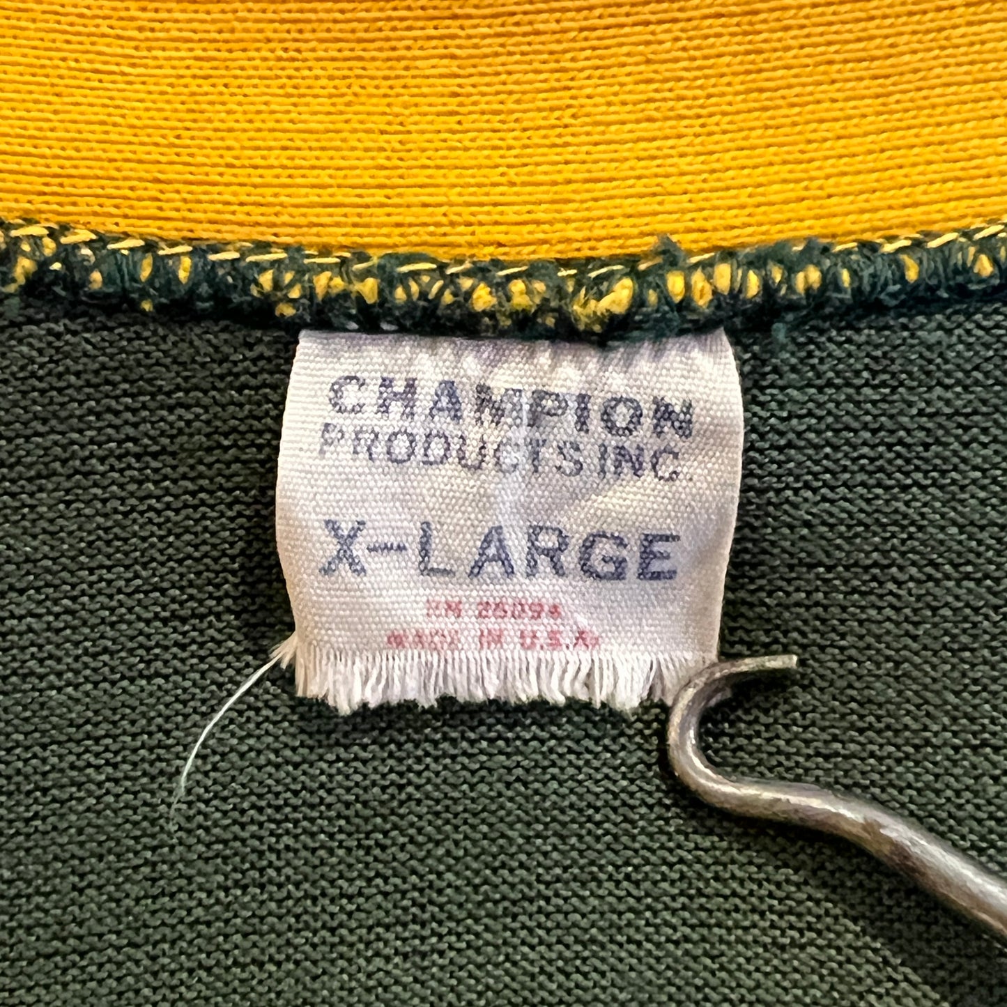 1967s ~ 1971s Champion Half-zip Green and Yellow T-Shirt with Colorado State University P.E.I. Print