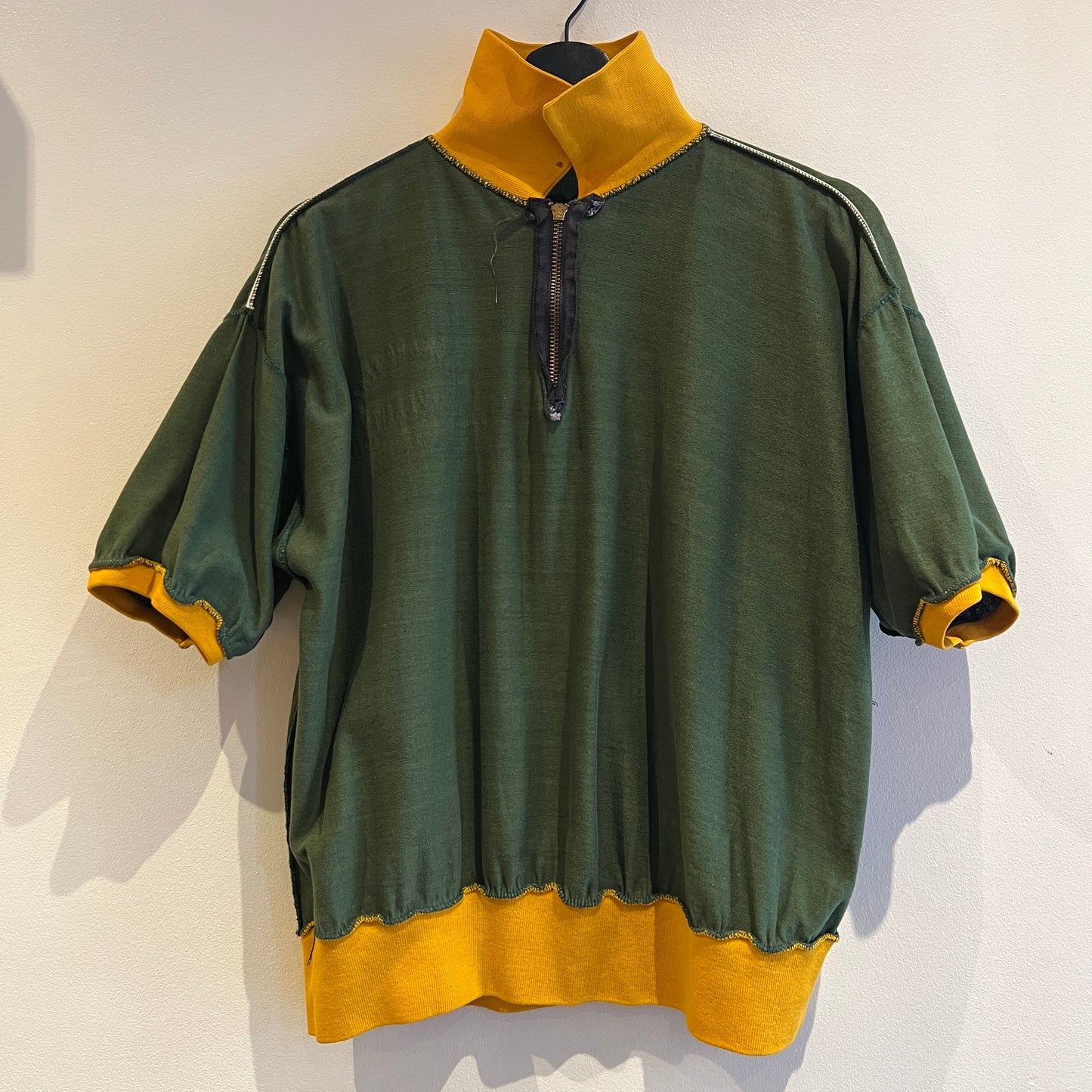 1967s ~ 1971s Champion Half-zip Green and Yellow T-Shirt with Colorado State University P.E.I. Print