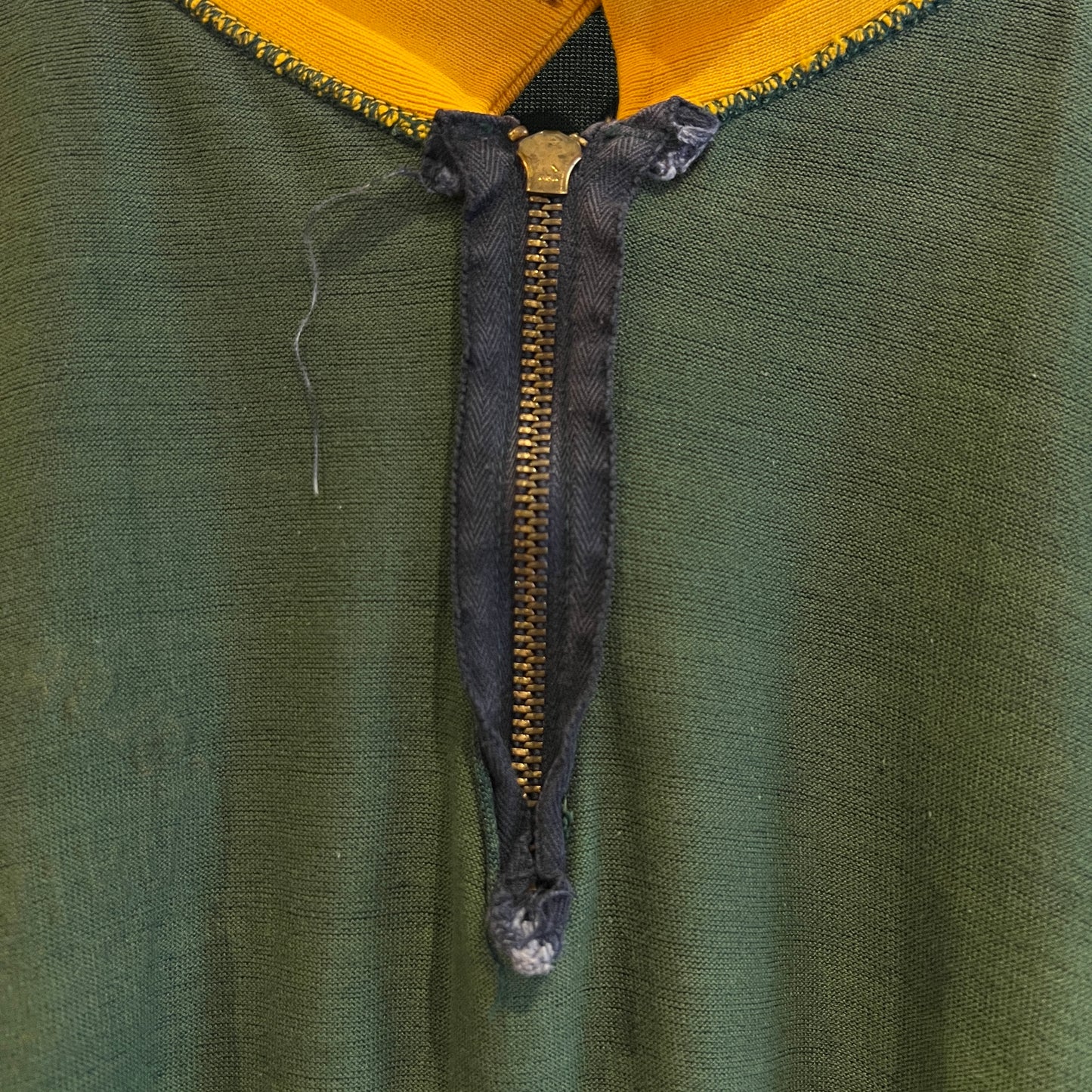 1967s ~ 1971s Champion Half-zip Green and Yellow T-Shirt with Colorado State University P.E.I. Print