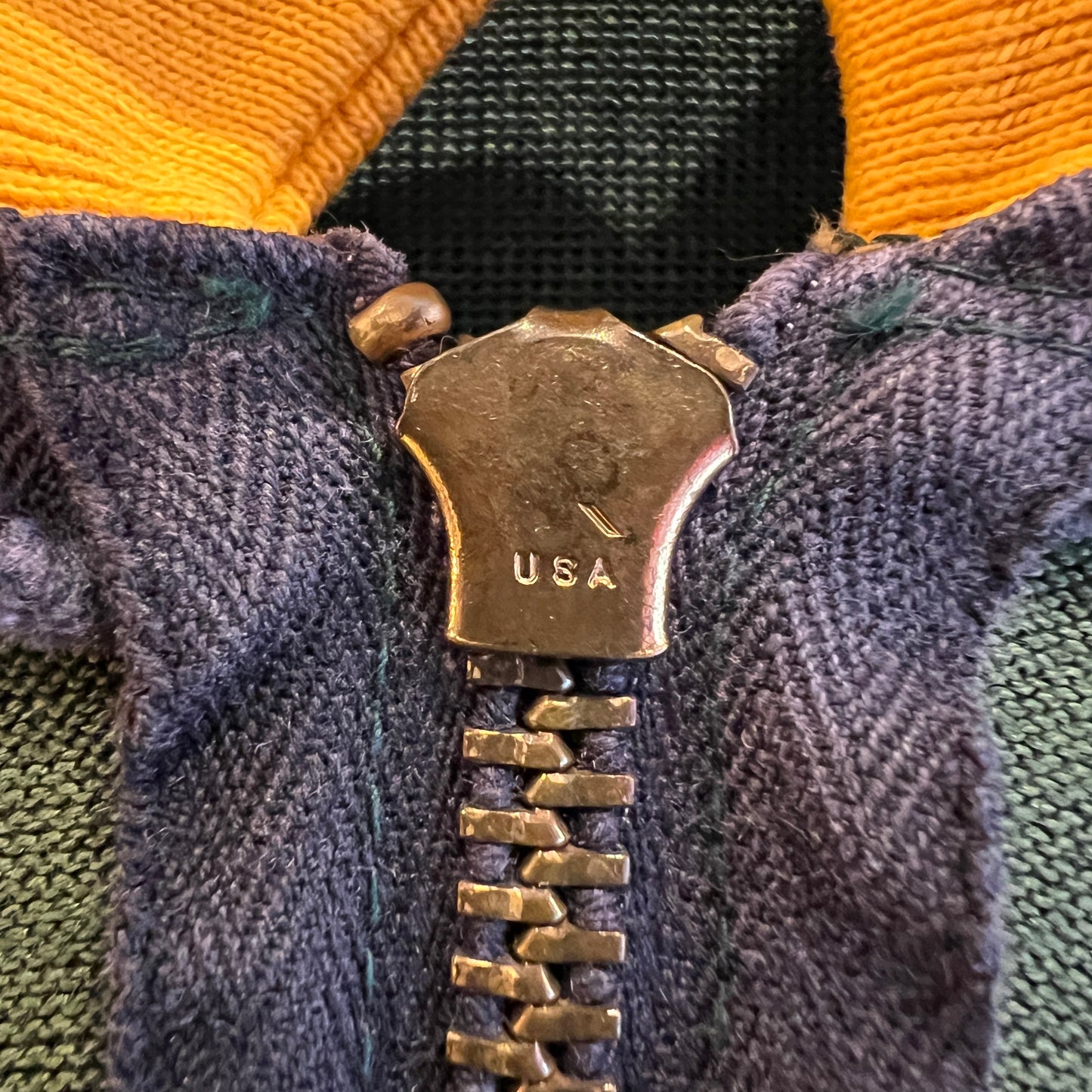 1967s ~ 1971s Champion Half-zip Green and Yellow T-Shirt with Colorado State University P.E.I. Print