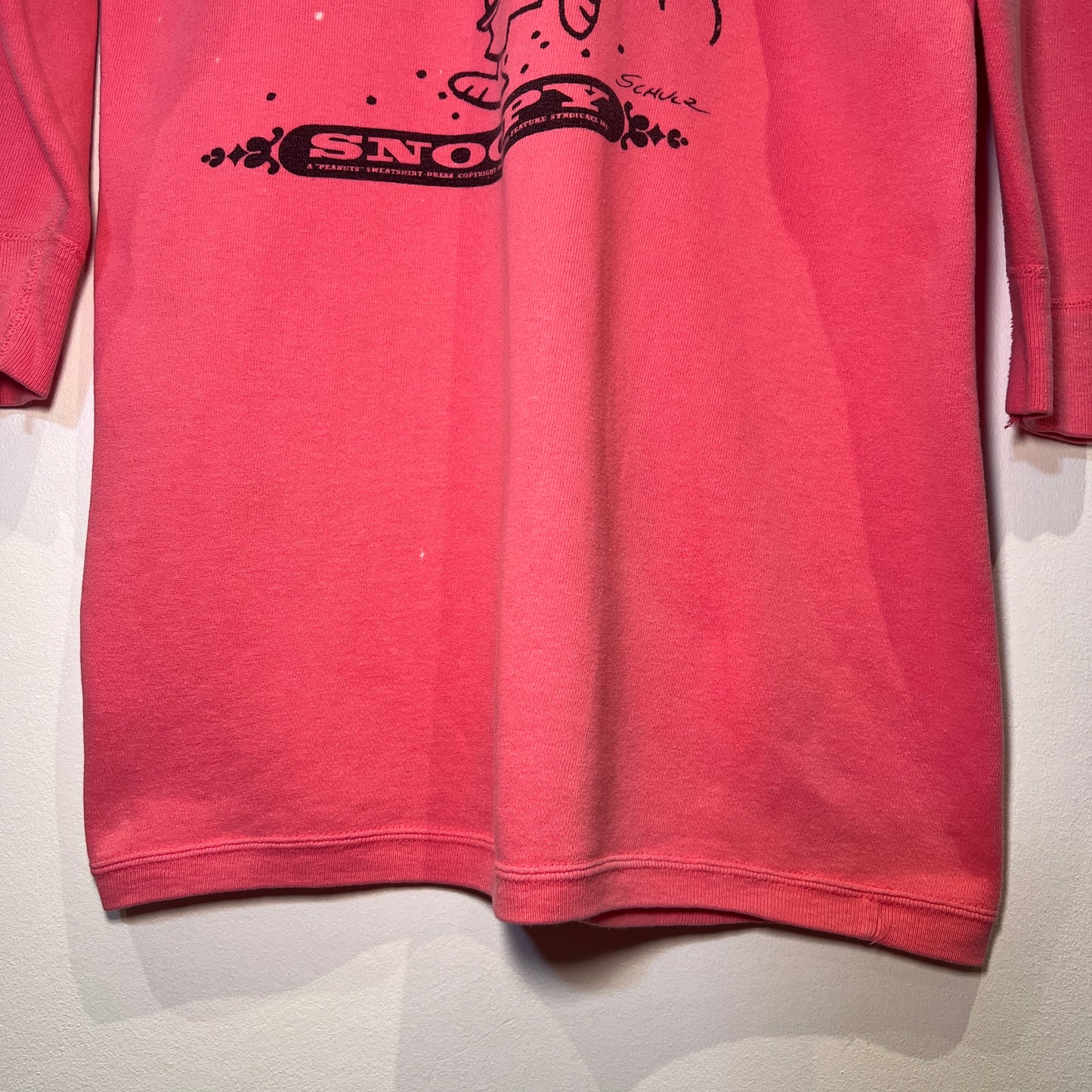 1967s Mayo Spruce Snoopy Pink Sweatshirt Dress with Surf's Up! Print