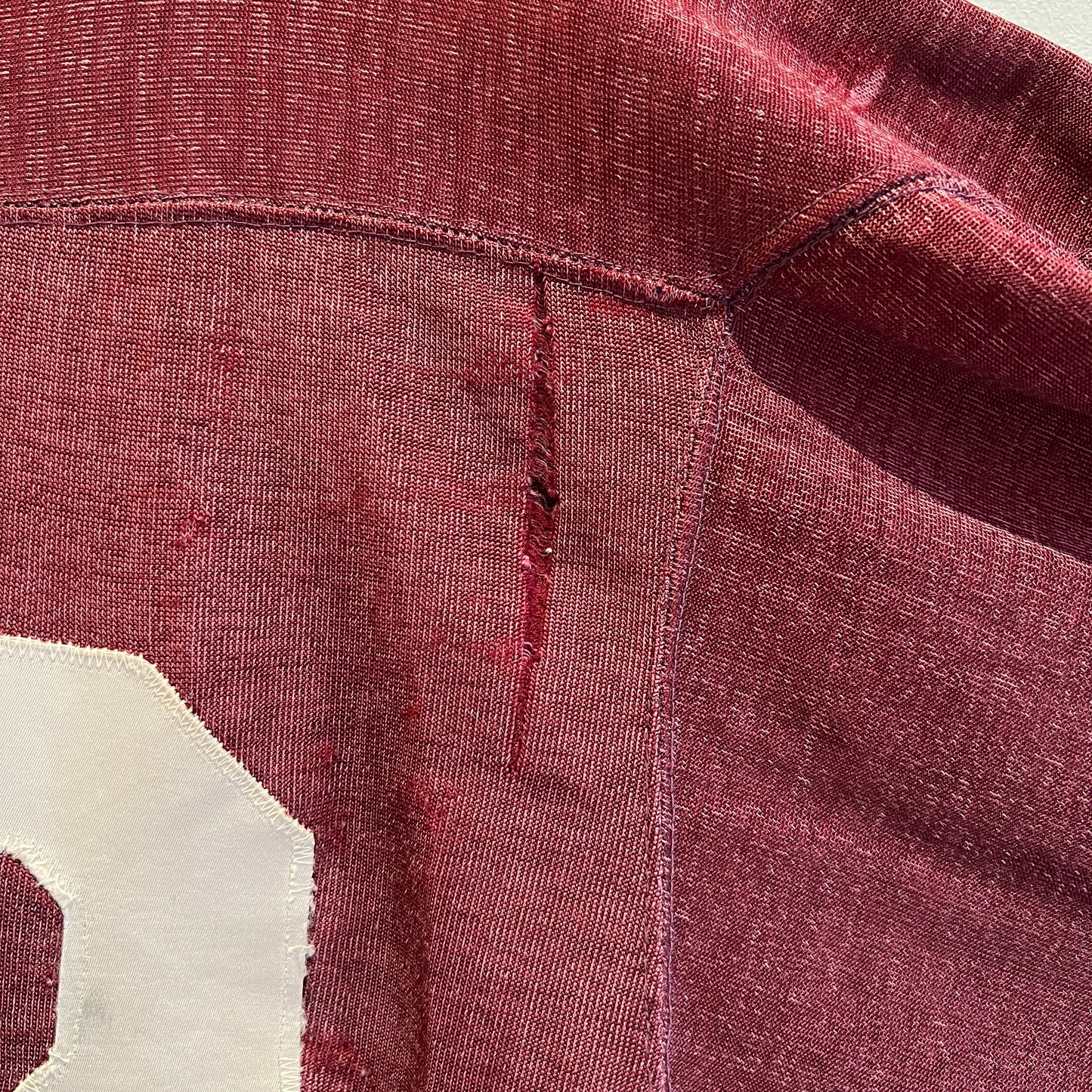 1950s Champion 3/4 Sleeve Football Burgundy Color T-Shirt with 73 Number Patches