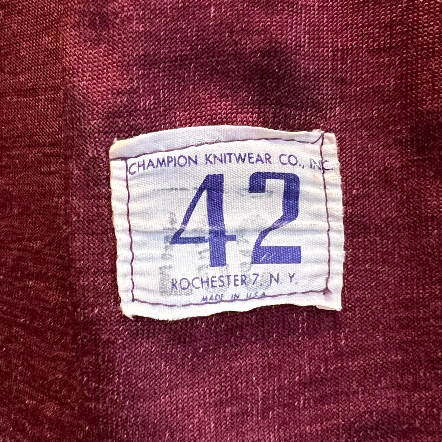 1950s Champion 3/4 Sleeve Football Burgundy Color T-Shirt with 73 Number Patches