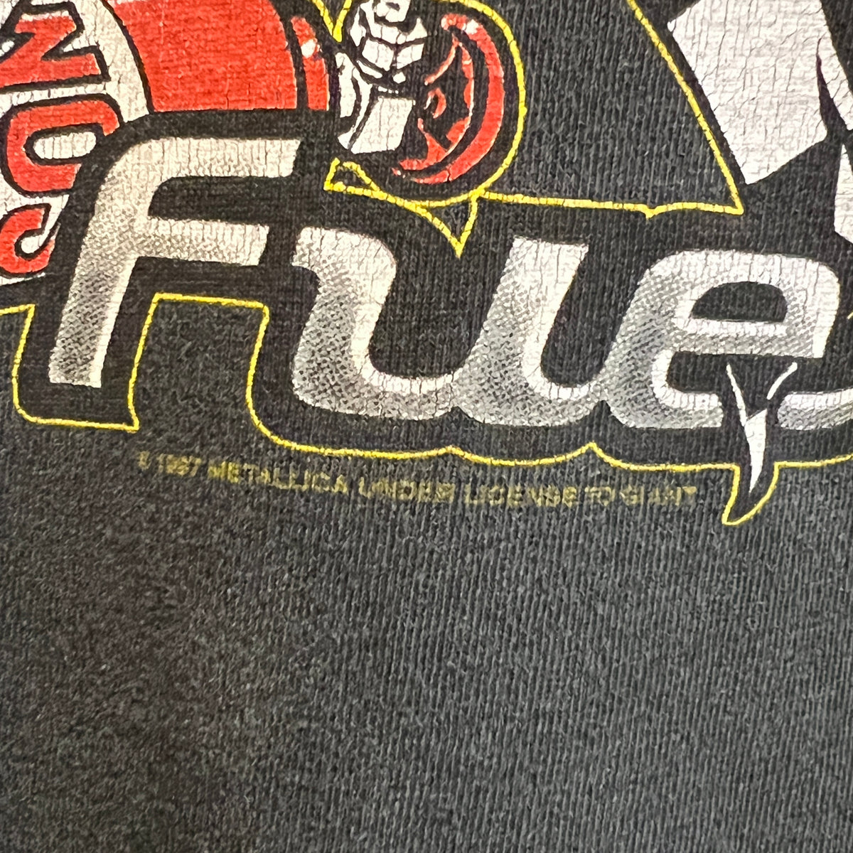 1997s Metallica Gimme Fuel Long Sleeves Black T-Shirt with Lil Daddy Roth (Rat Fink-style) Racing Graphic Print