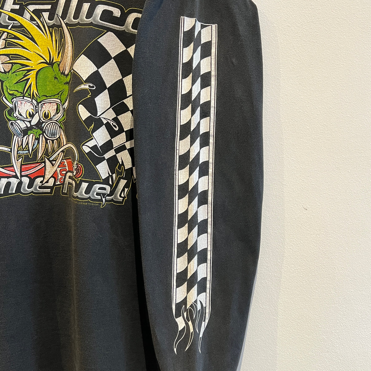 1997s Metallica Gimme Fuel Long Sleeves Black T-Shirt with Lil Daddy Roth (Rat Fink-style) Racing Graphic Print
