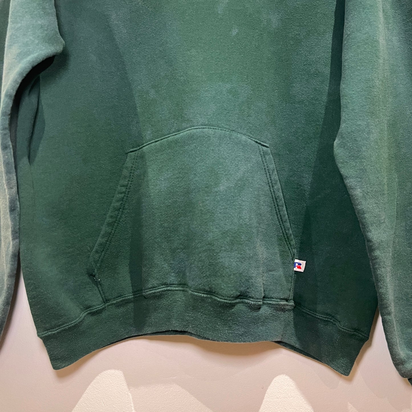 1980s Russell Athletic Faded Green Hoodie Sweatshirt