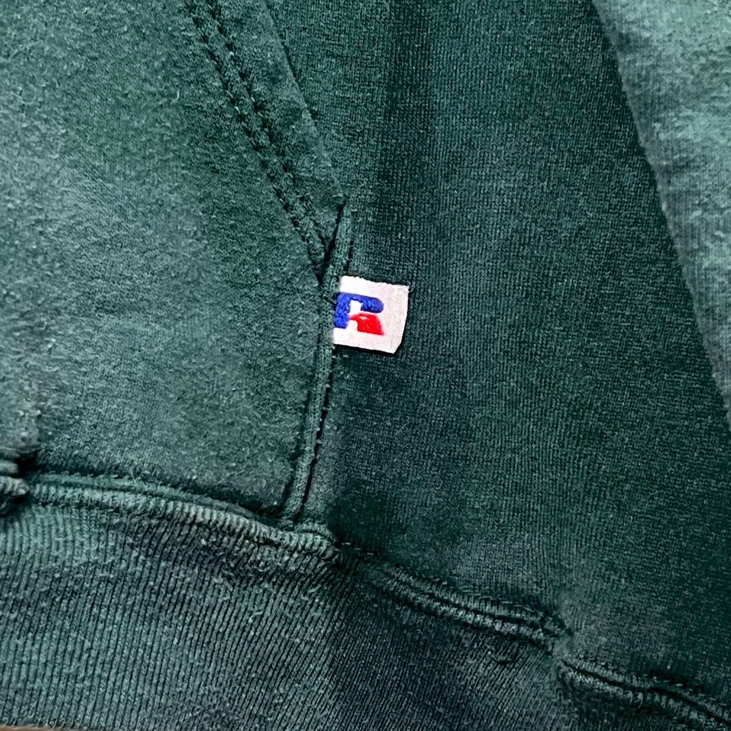 1980s Russell Athletic Faded Green Hoodie Sweatshirt