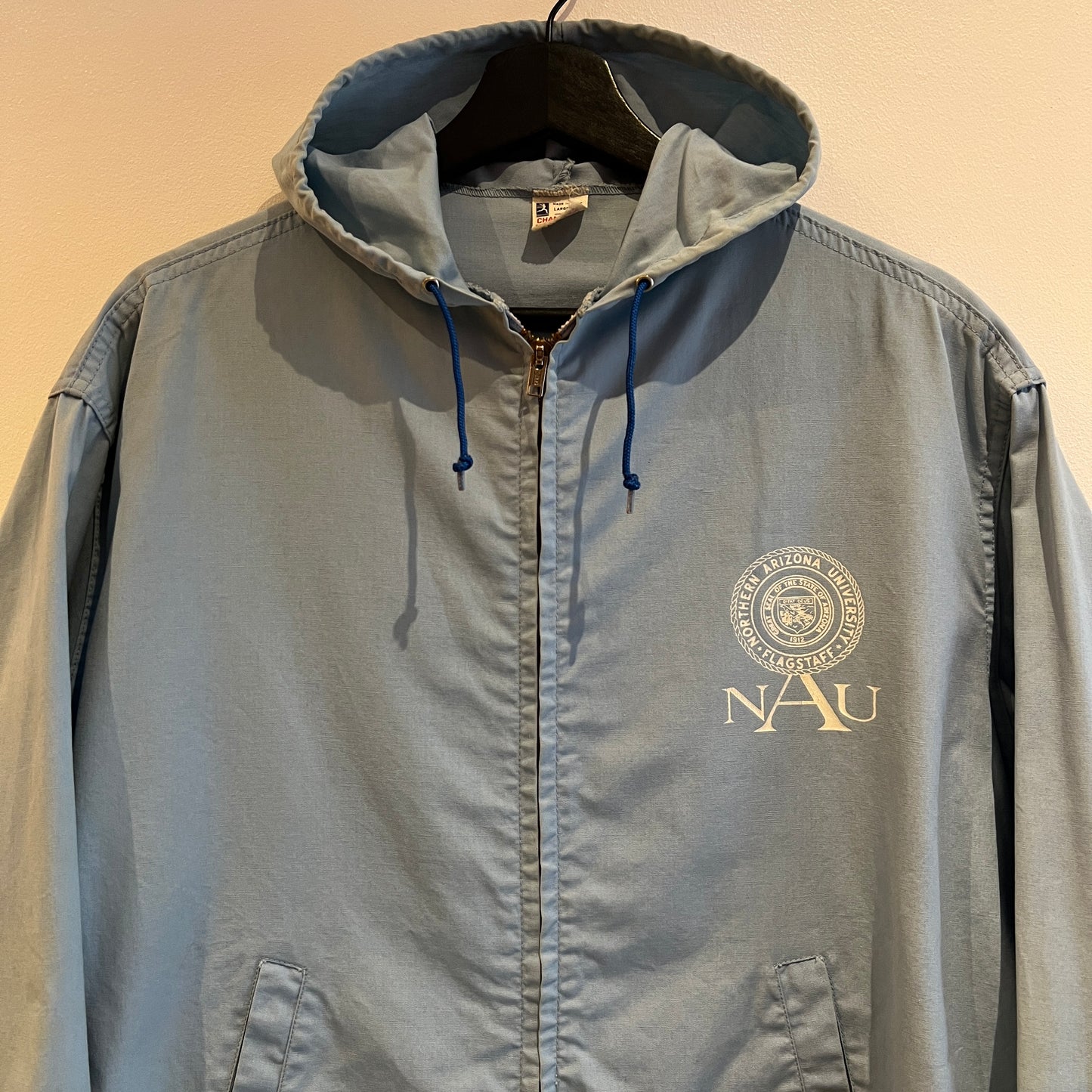 1962s ~ 1965s Champion Zip-up Sky Blue Color Jacket with Northern Arizona University (NAU) Flagstaff Logo Print