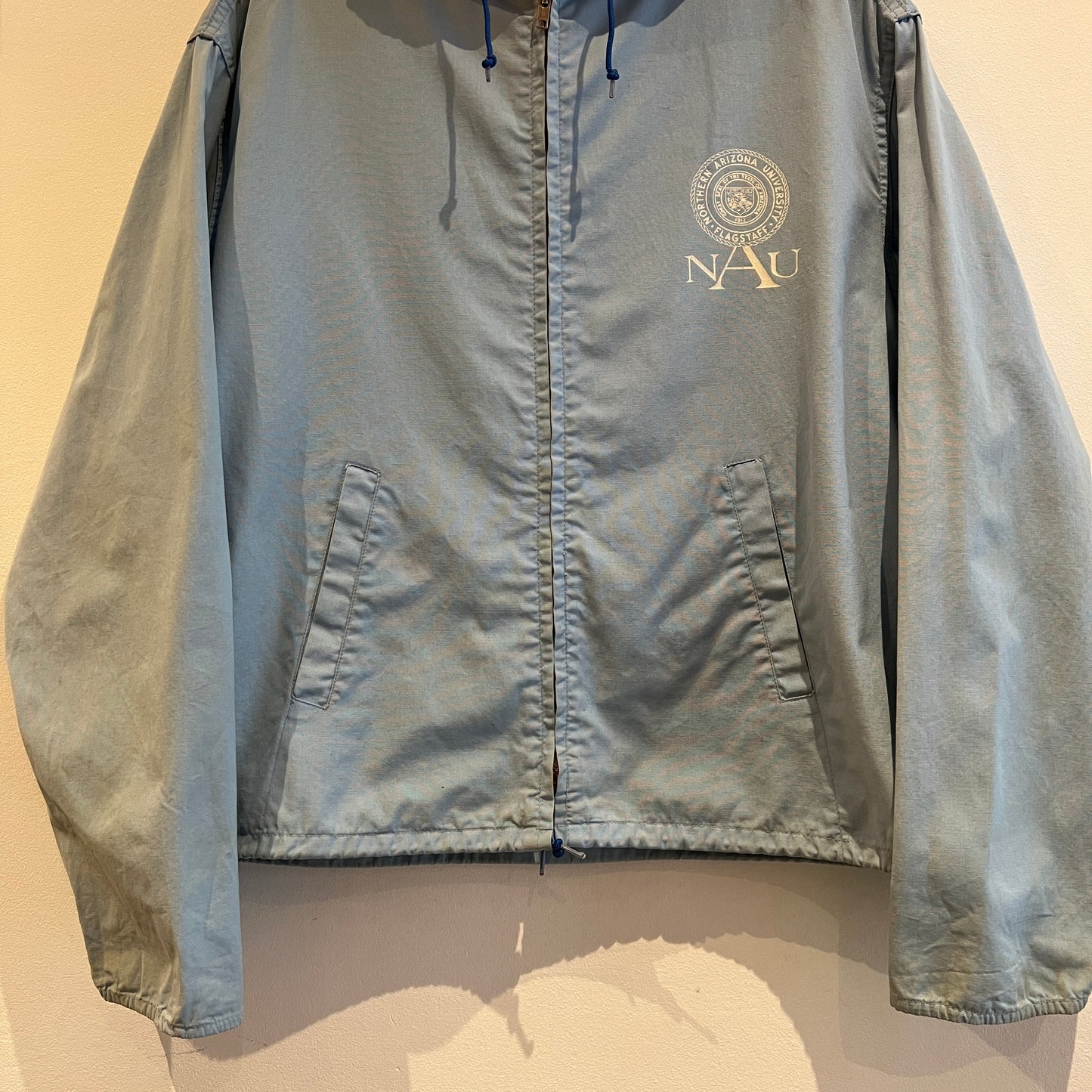 1962s ~ 1965s Champion Zip-up Sky Blue Color Jacket with Northern Arizona University (NAU) Flagstaff Logo Print