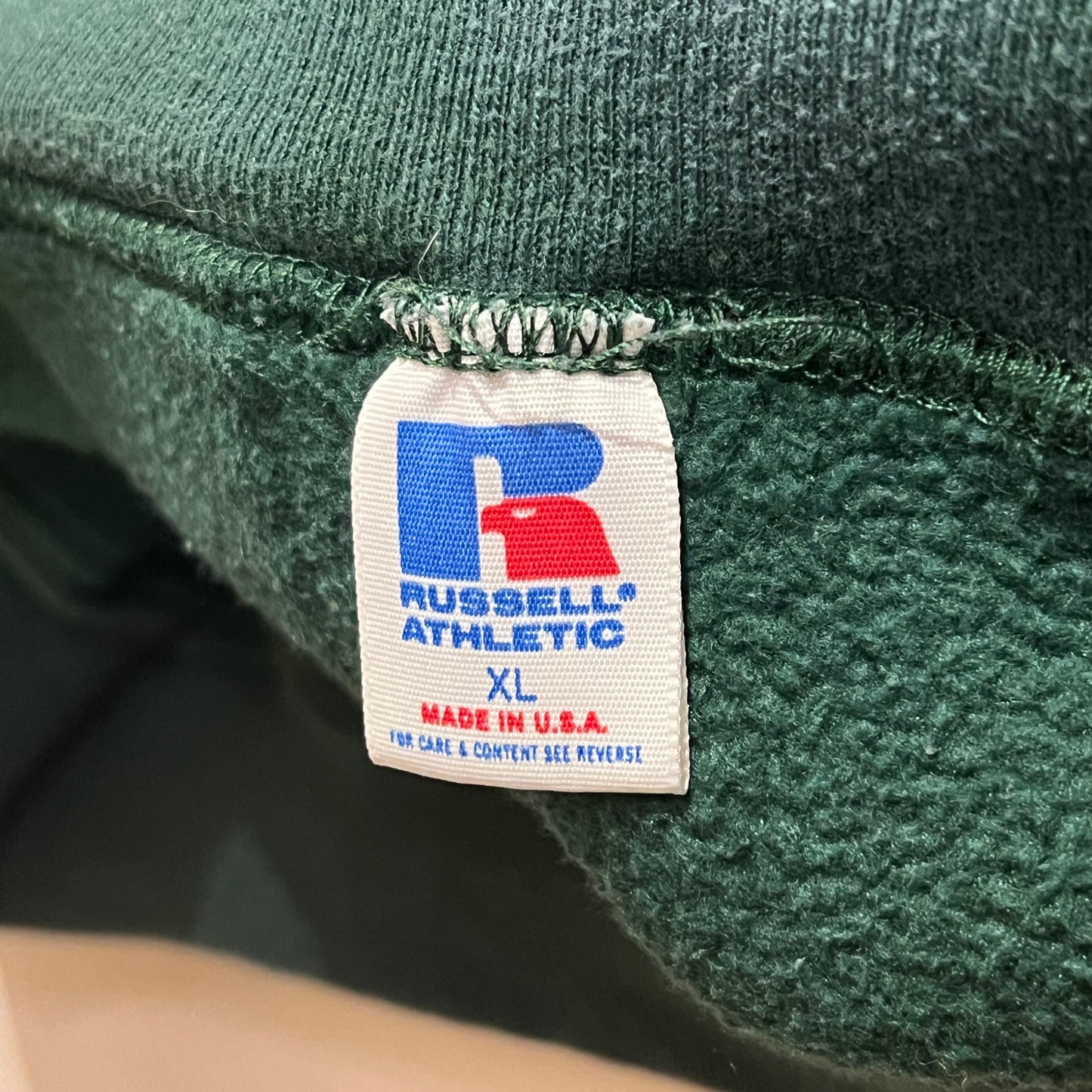 1980s Russell Athletic Faded Green Hoodie Sweatshirt