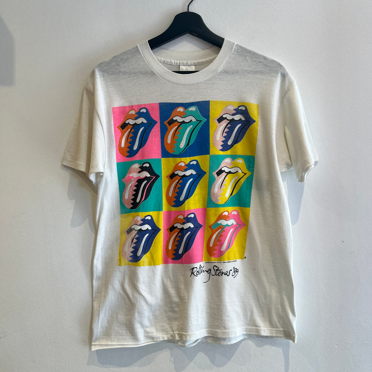 1989s Rolling Stones Pop Art Logo T-Shirt with The North American Tour 1989 Print