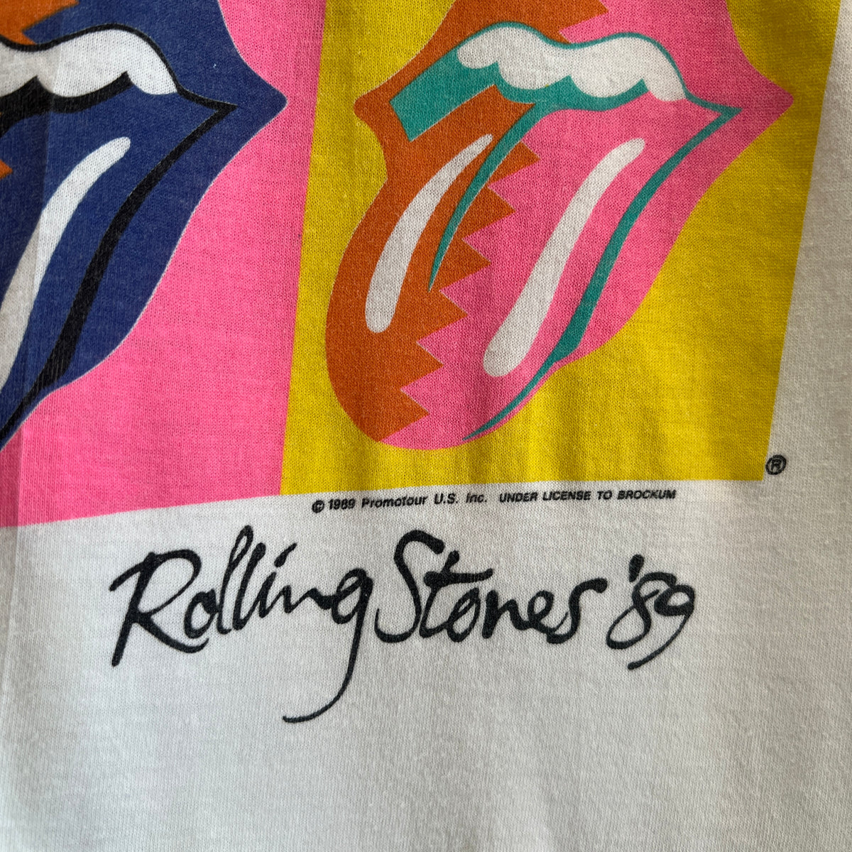 1989s Rolling Stones Pop Art Logo T-Shirt with The North American Tour 1989 Print