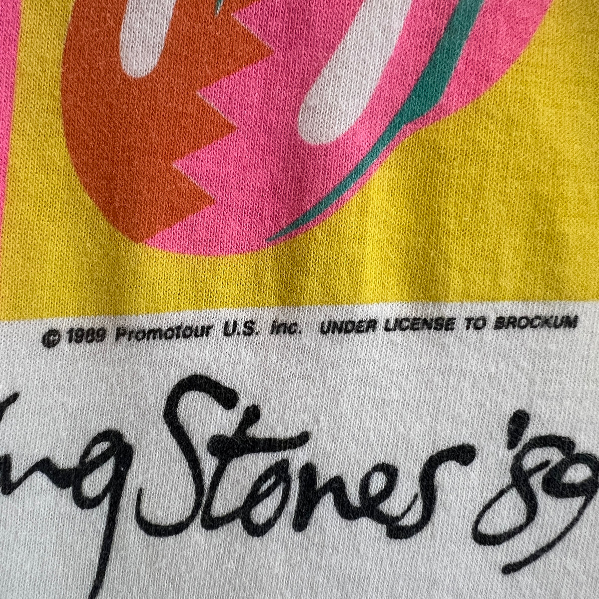 1989s Rolling Stones Pop Art Logo T-Shirt with The North American Tour 1989 Print