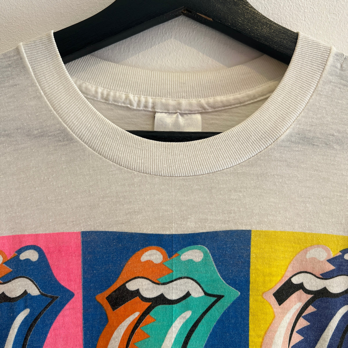 1989s Rolling Stones Pop Art Logo T-Shirt with The North American Tour 1989 Print