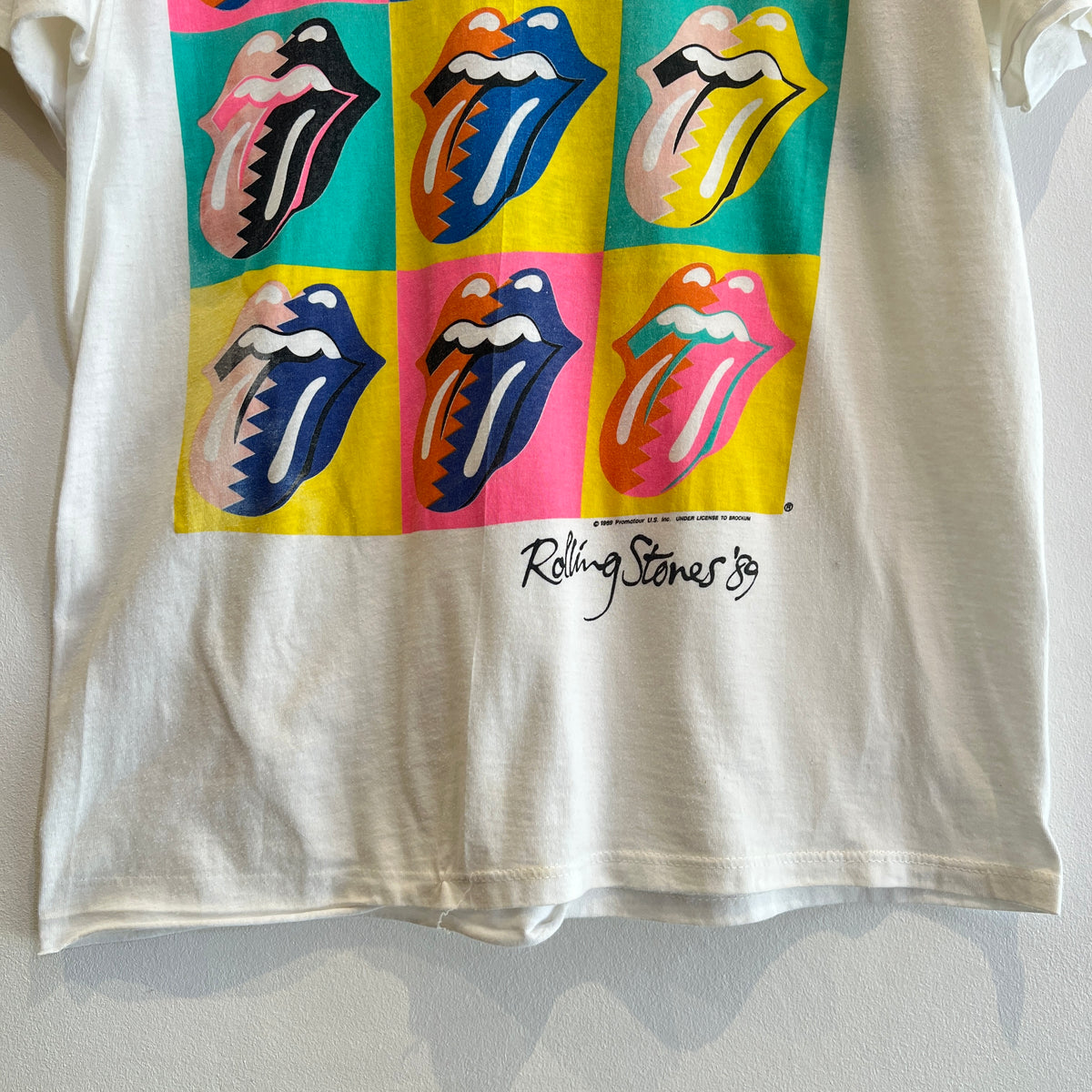 1989s Rolling Stones Pop Art Logo T-Shirt with The North American Tour 1989 Print