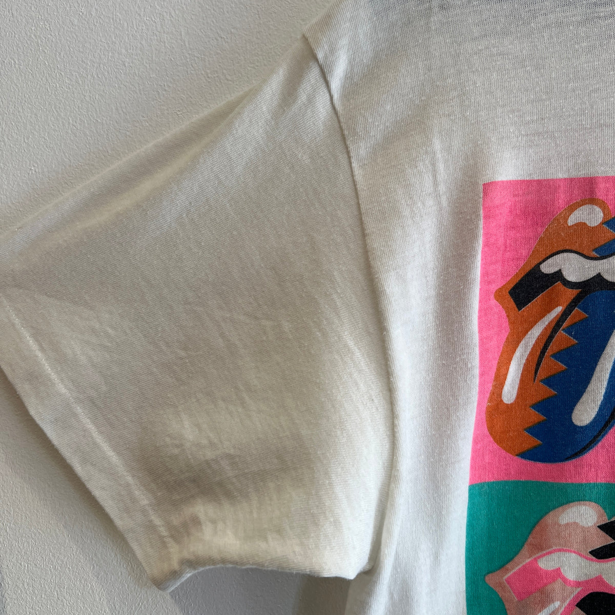 1989s Rolling Stones Pop Art Logo T-Shirt with The North American Tour 1989 Print