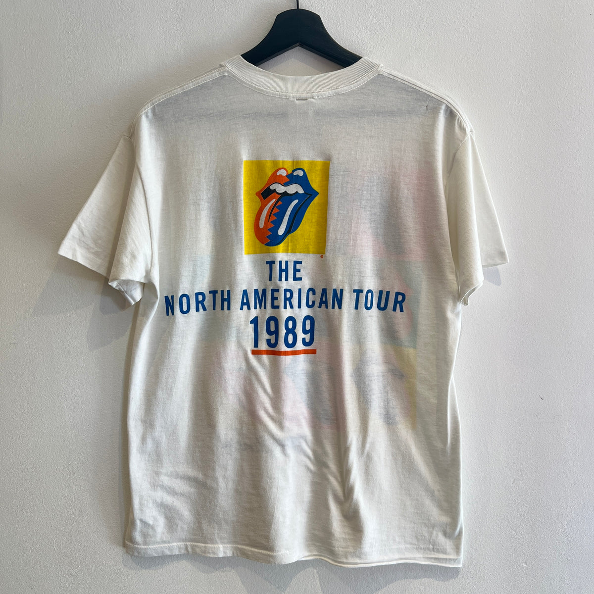 1989s Rolling Stones Pop Art Logo T-Shirt with The North American Tour 1989 Print