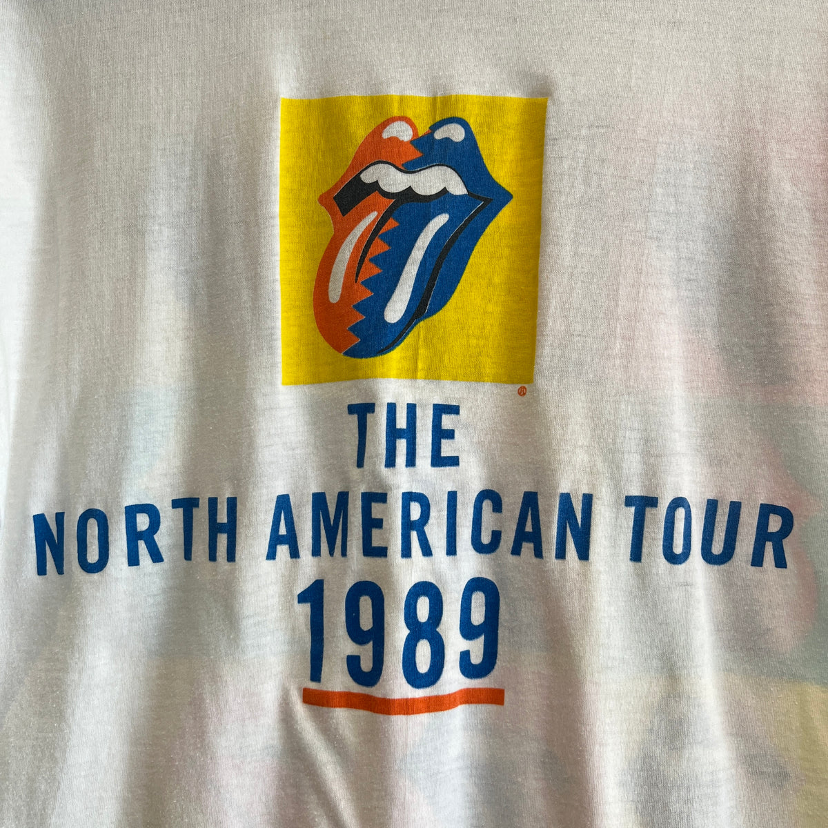1989s Rolling Stones Pop Art Logo T-Shirt with The North American Tour 1989 Print