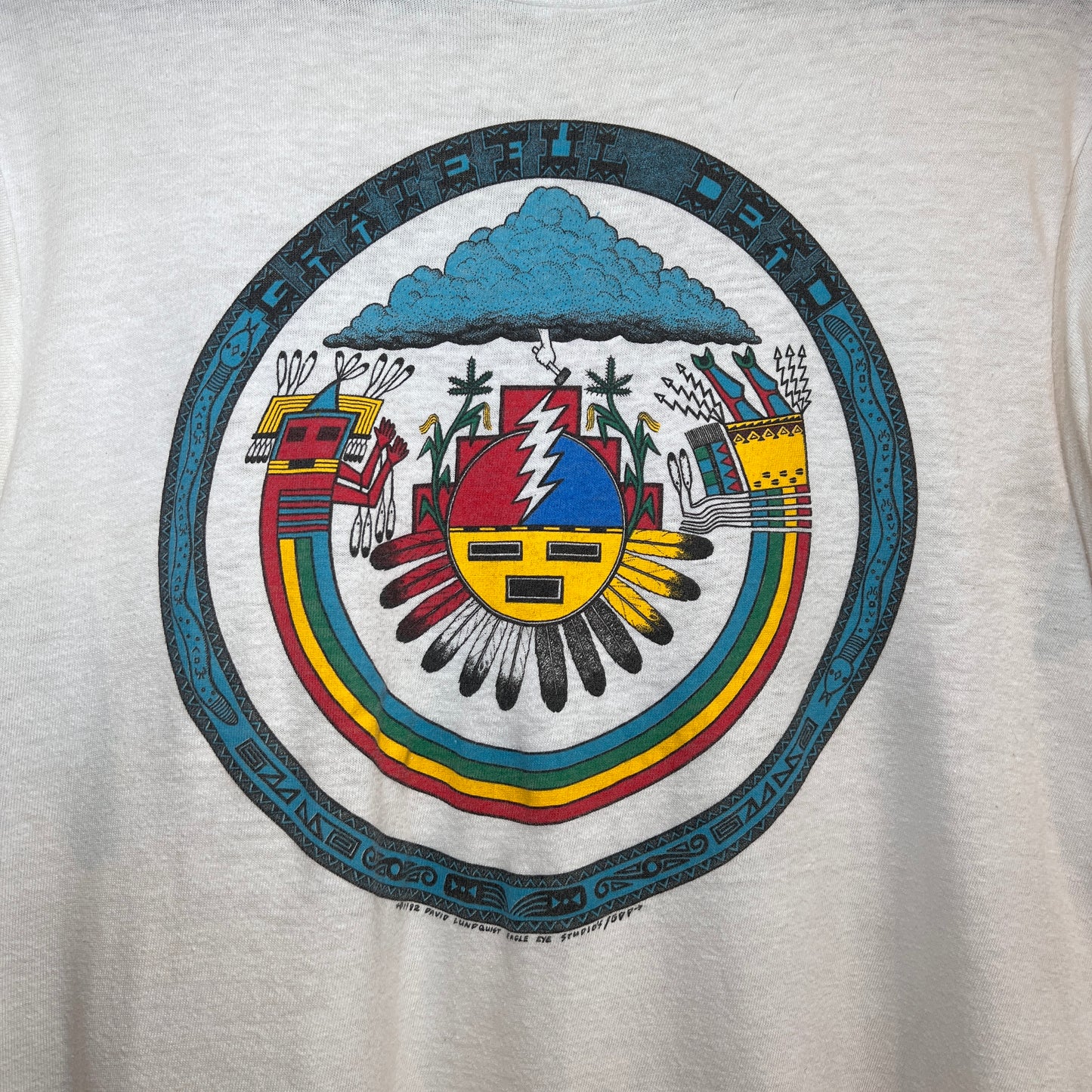 1982s Grateful Dead White T-Shirt with David Lundquist Eagle Eye Studio's Print