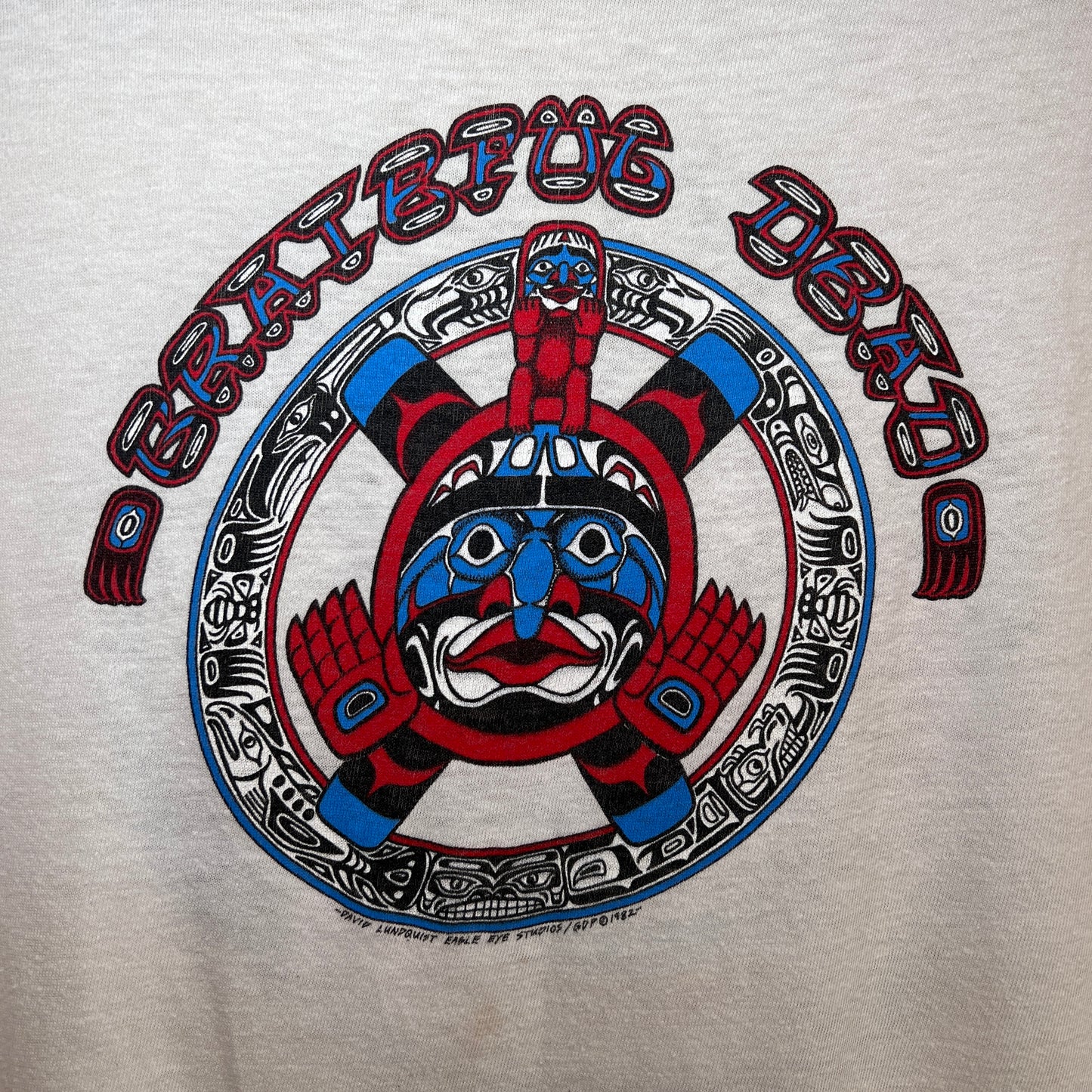 1982s Grateful Dead White T-Shirt with David Lundquist Eagle Eye Studio's Print