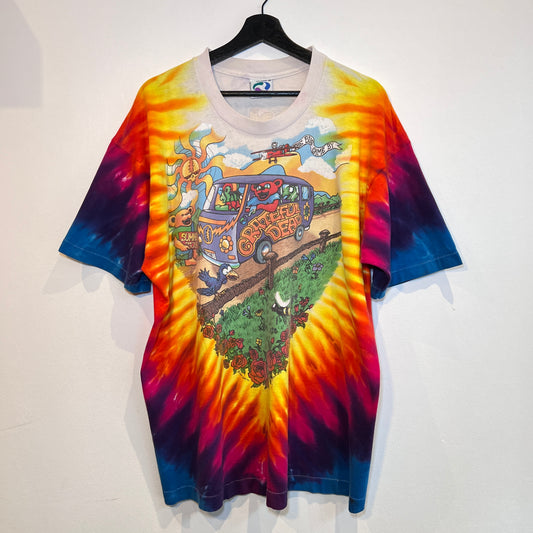 1994s Grateful Dead Tie Dye T-Shirt with Summer Tour Bus Print