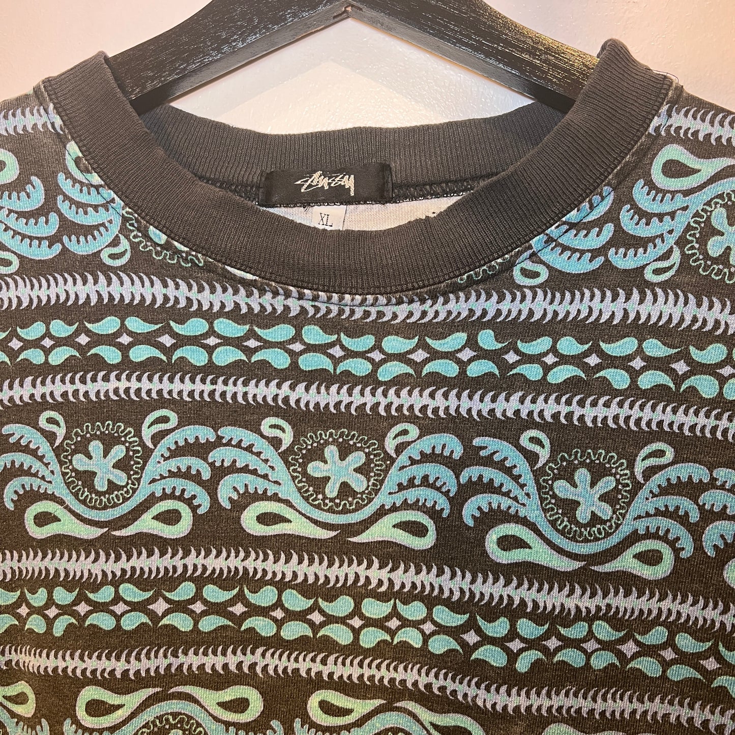 1980s Stussy "Tom Tom" Pocket T-Shirt with All-over Print