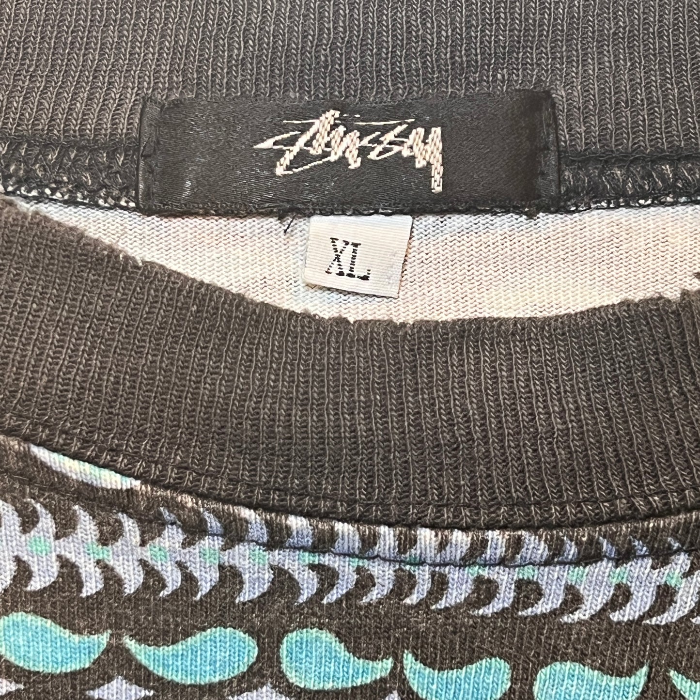 1980s Stussy "Tom Tom" Pocket T-Shirt with All-over Print