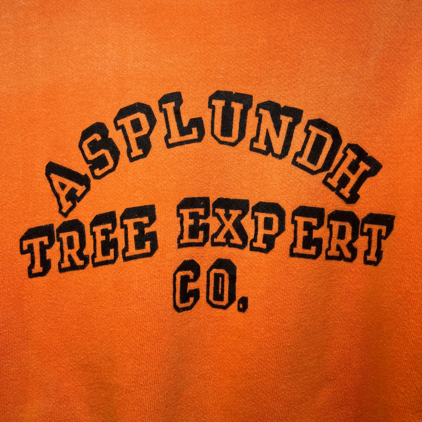 1950s Russell Athletic Single V Orange Pocket Sweatshirt with Black Flock Print