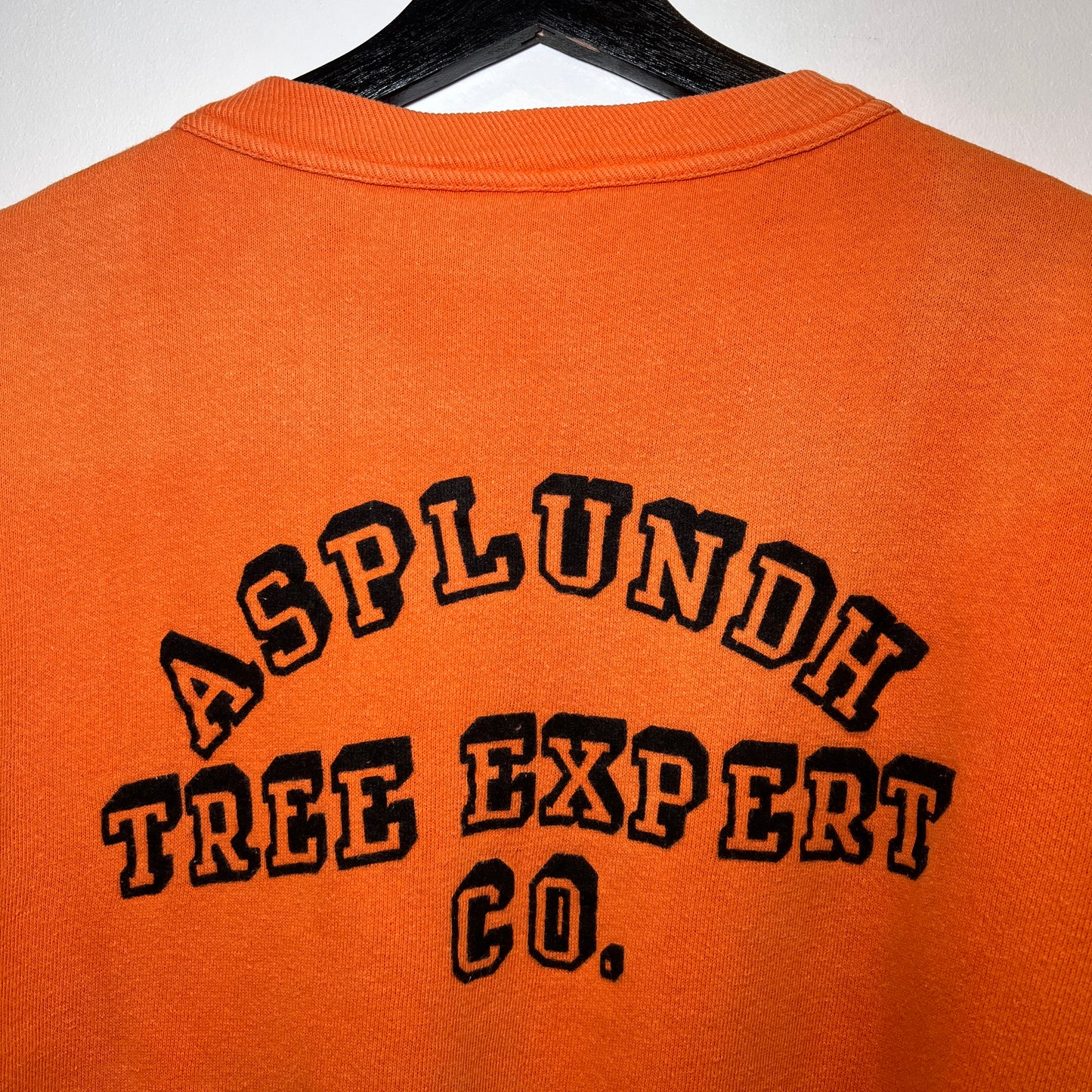 1950s Russell Athletic Single V Orange Pocket Sweatshirt with Black Flock Print