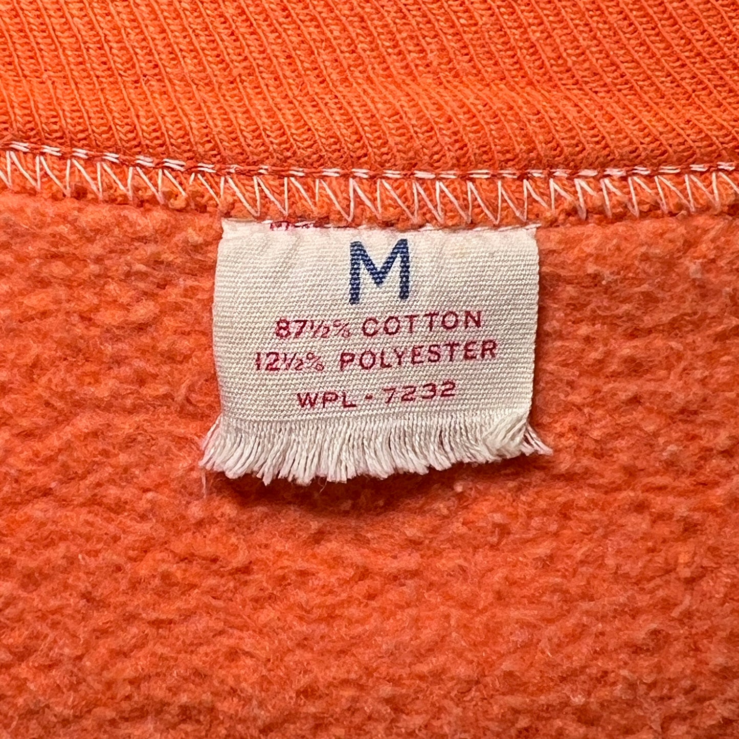 1950s Russell Athletic Single V Orange Pocket Sweatshirt with Black Flock Print